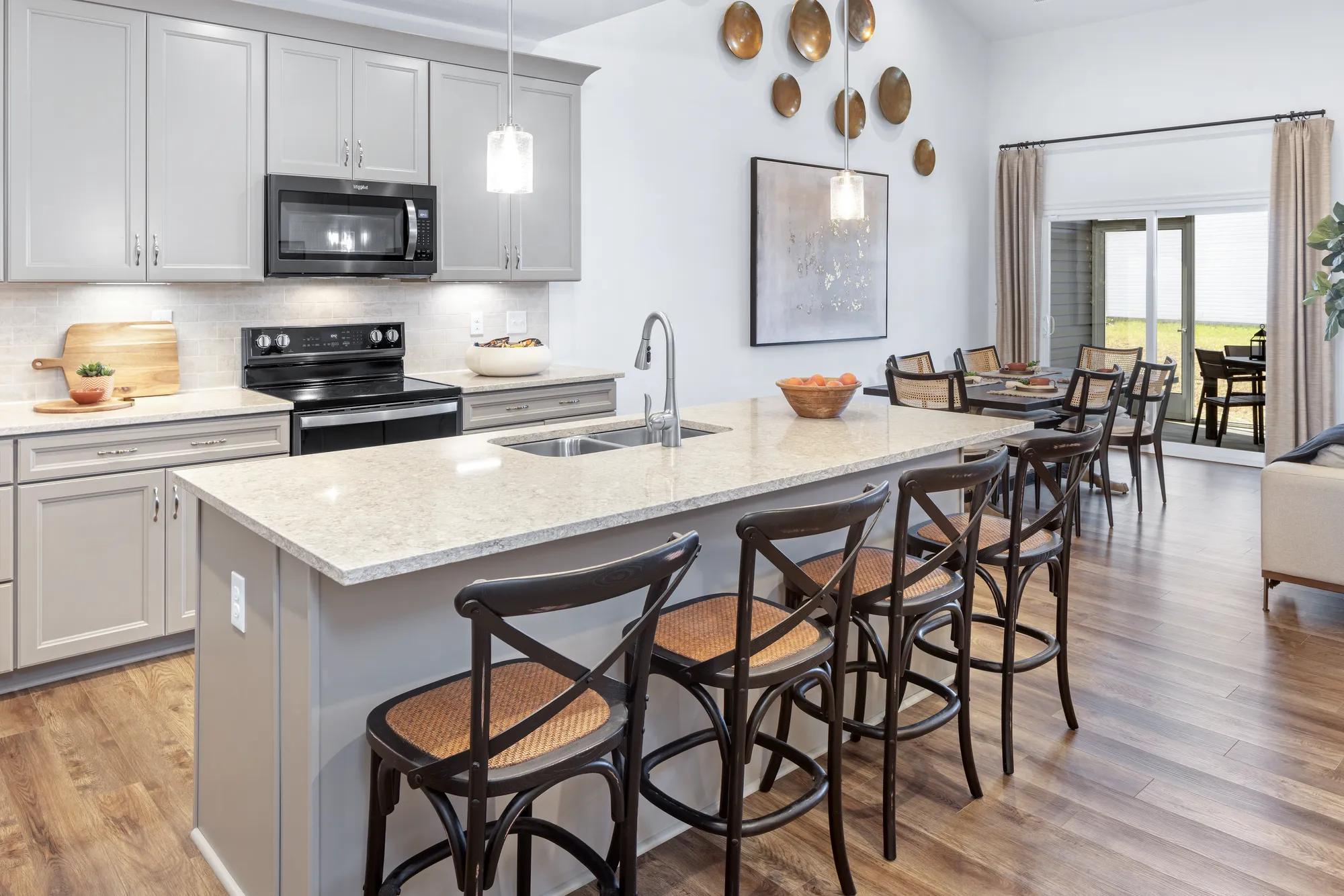 open concept kitchen and dining area