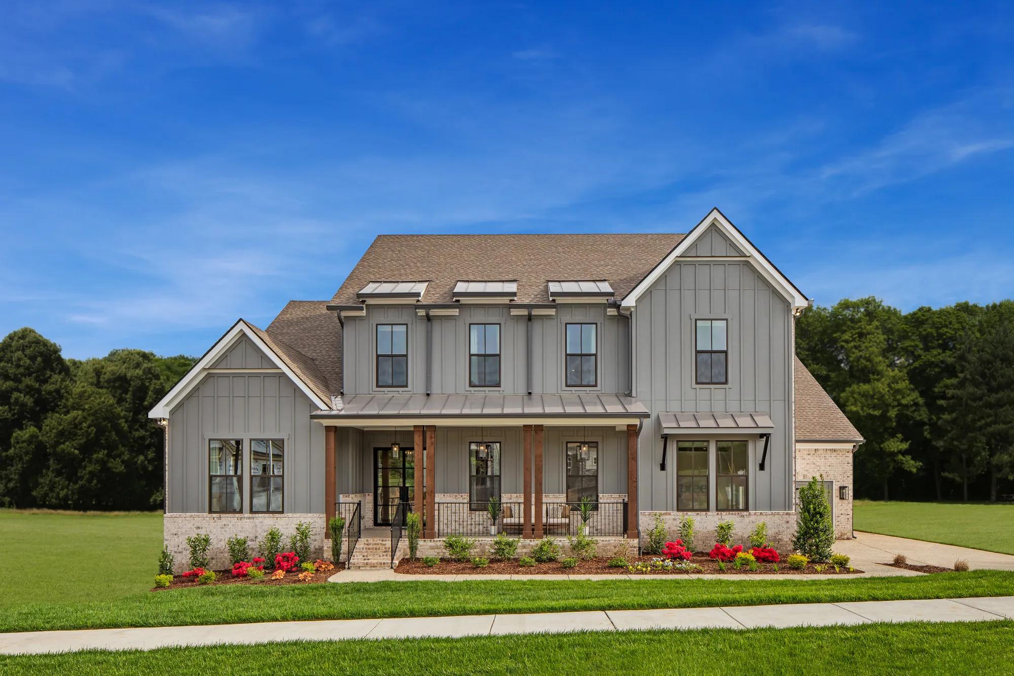 custom home with board and batten exterior