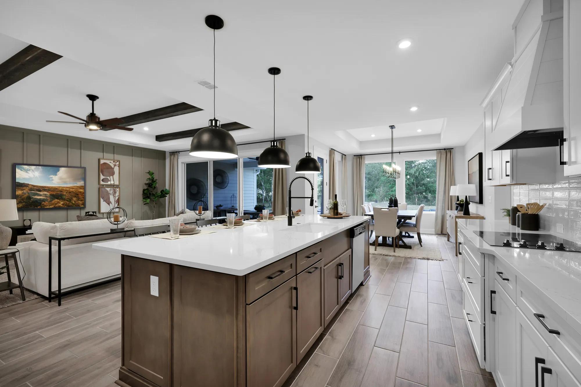 kitchen island overlooking family room