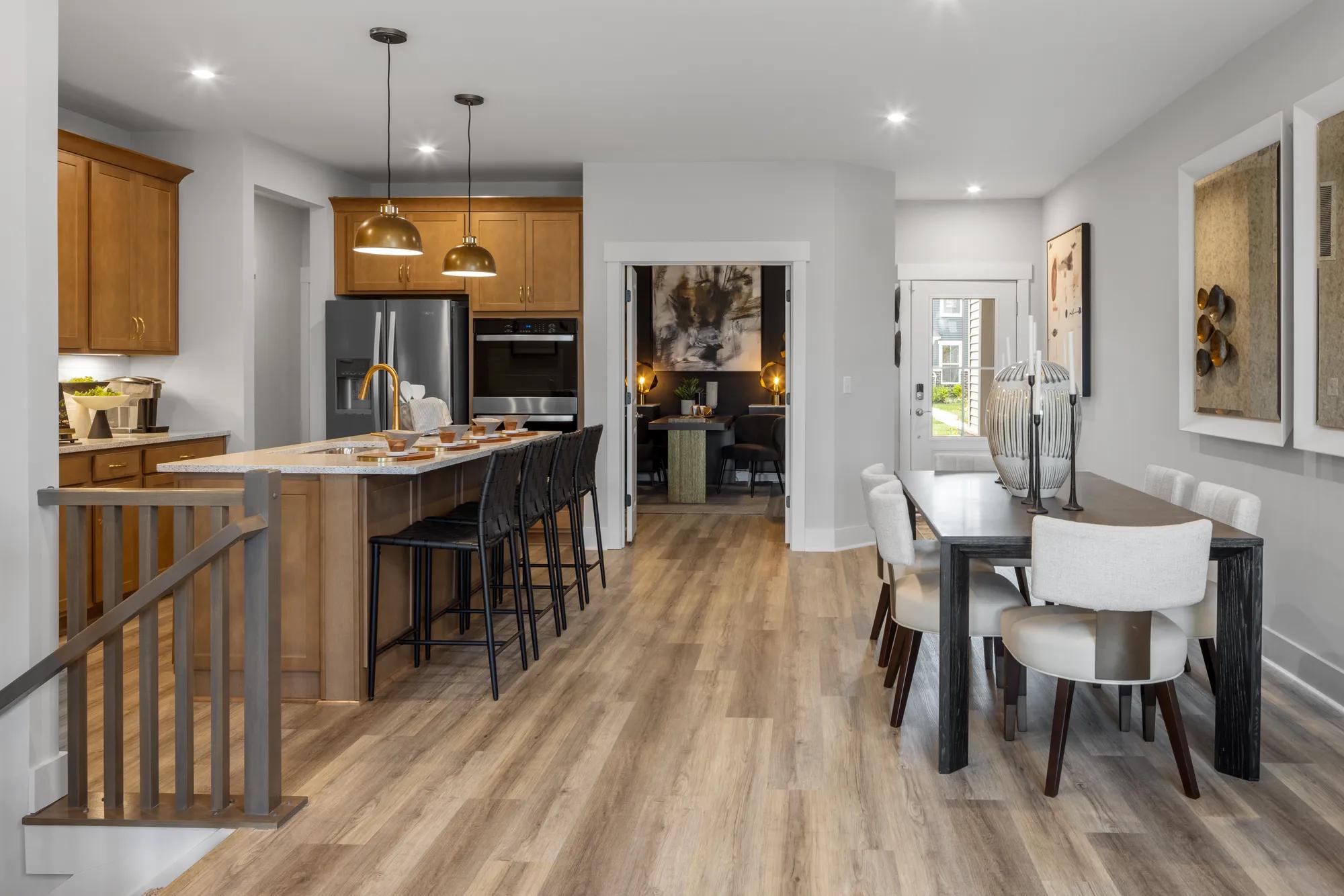 Drees townhome open concept dining room and kitchen