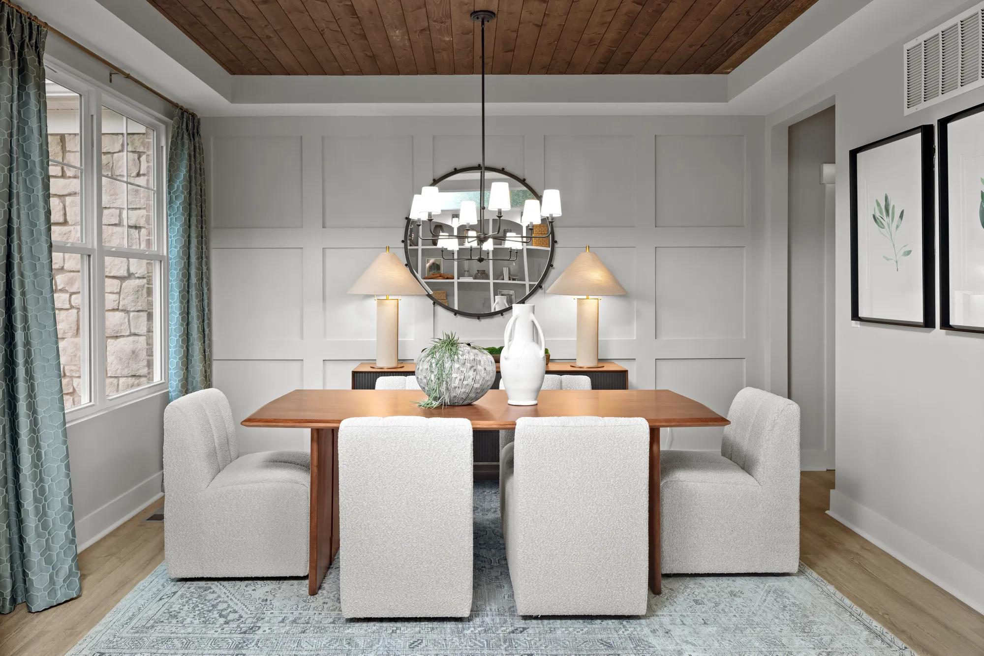 Drees home formal dining room with accent ceiling