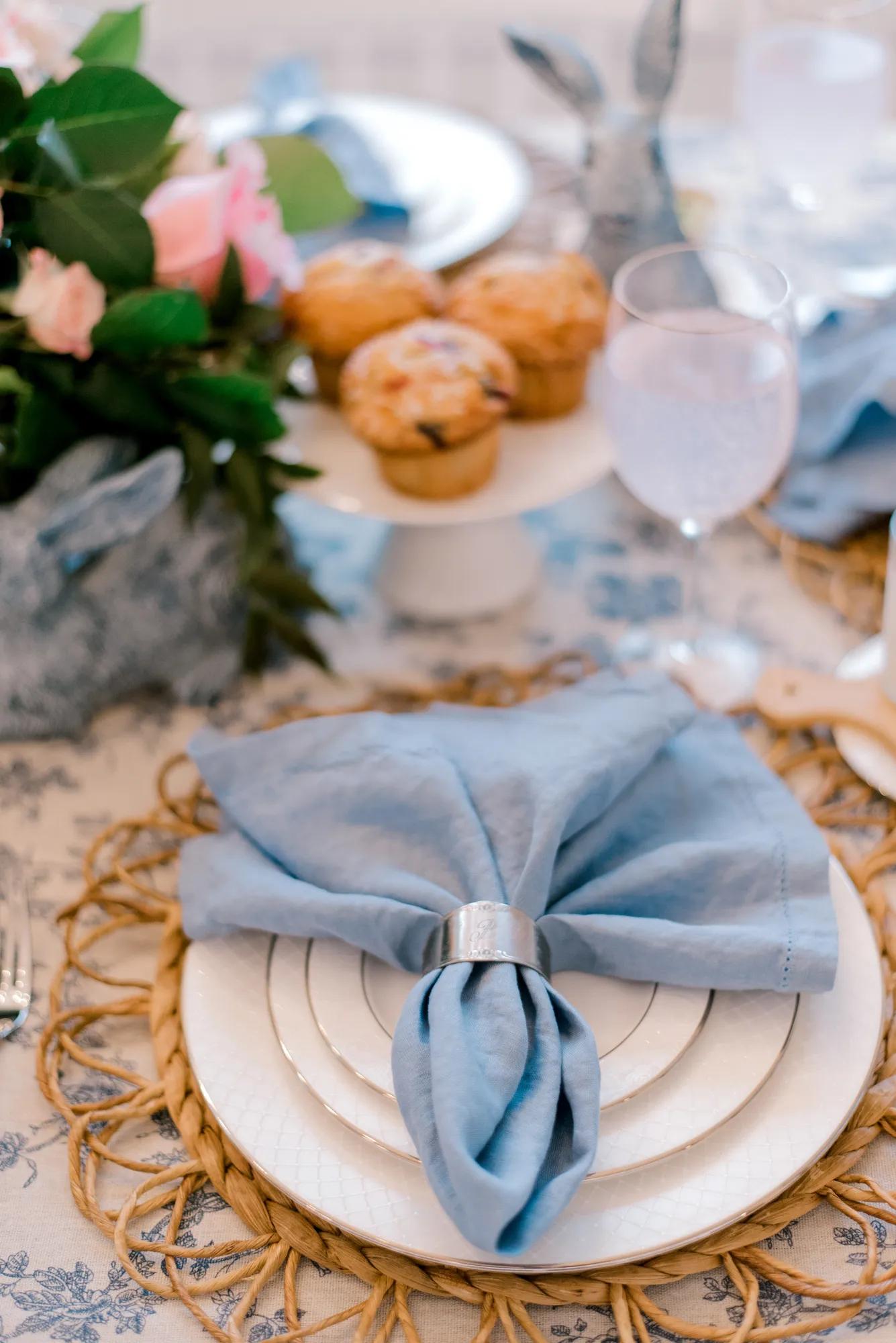 A beautifully decorated Easter place setting in a custom Drees Home