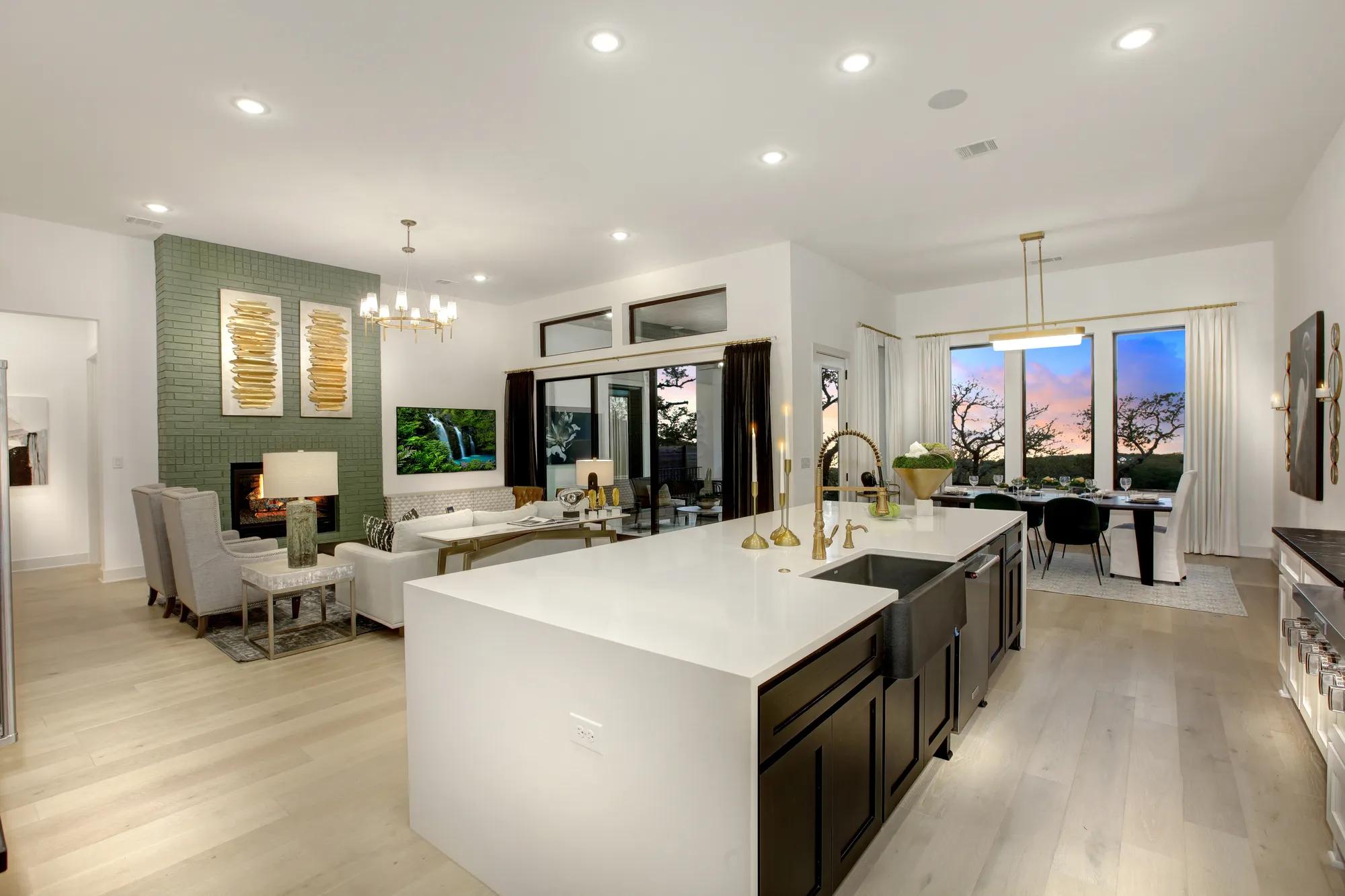 kitchen island overlooking family room