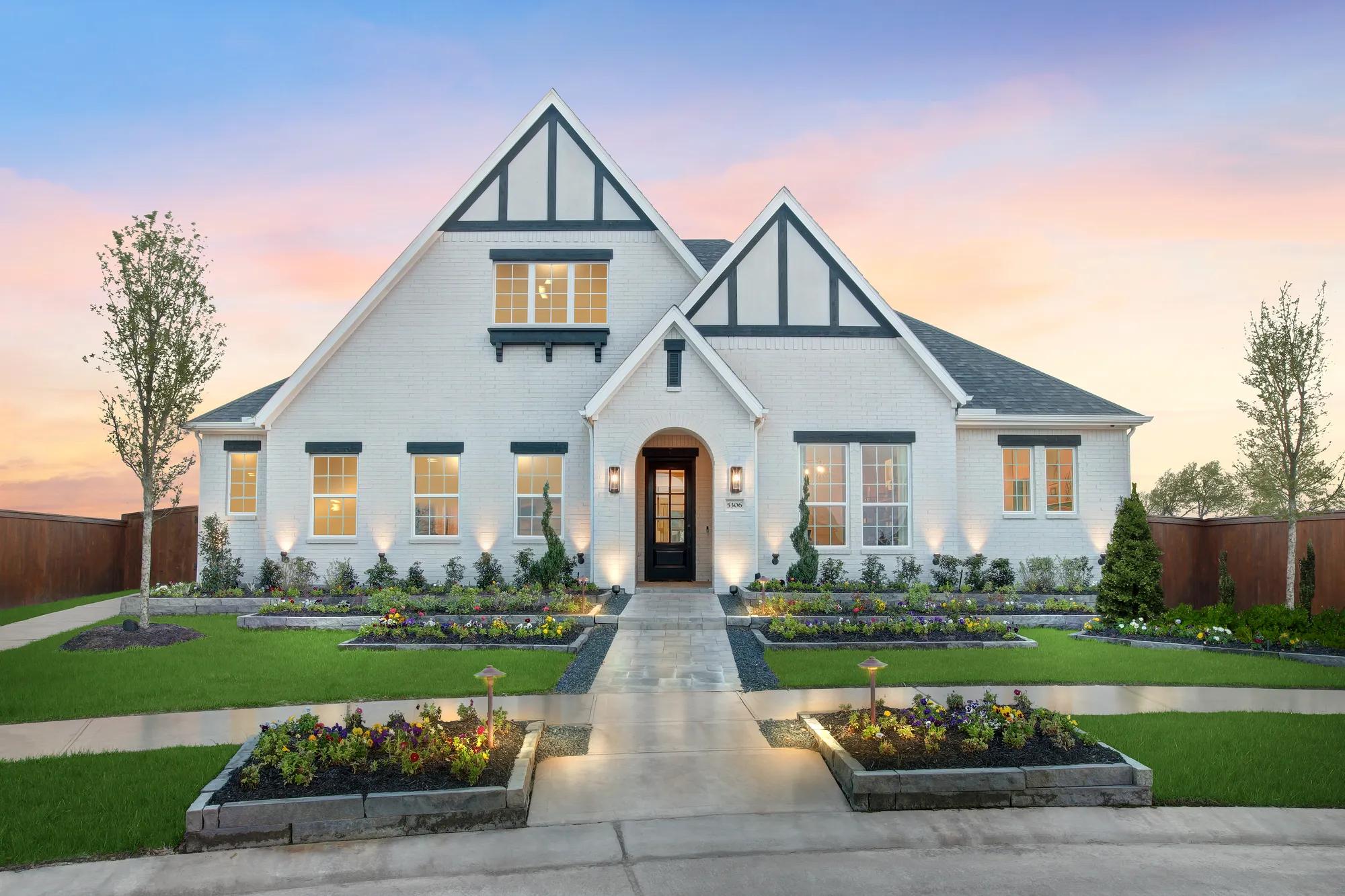 new home with white brick exterior