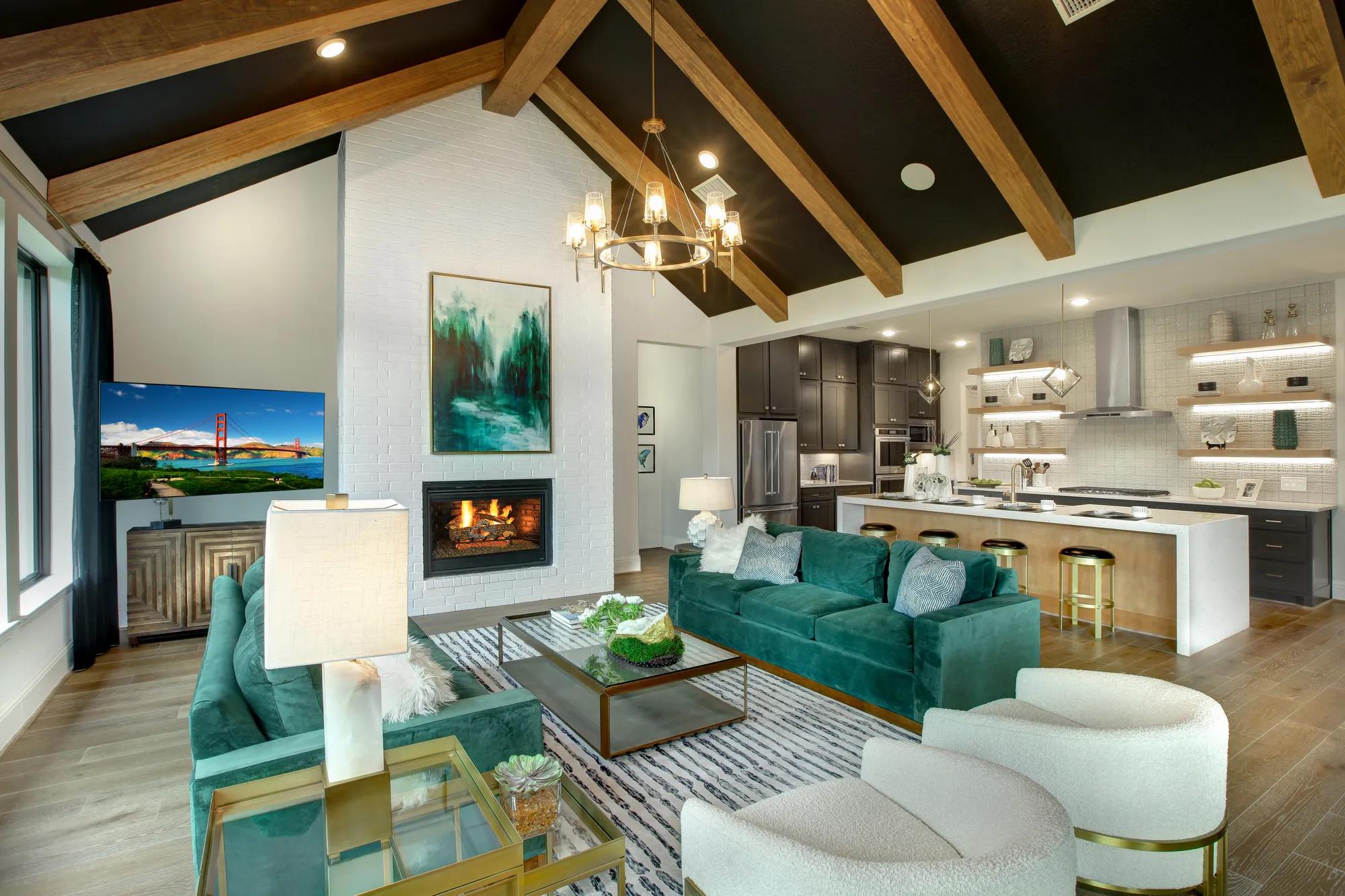 family room with fireplace