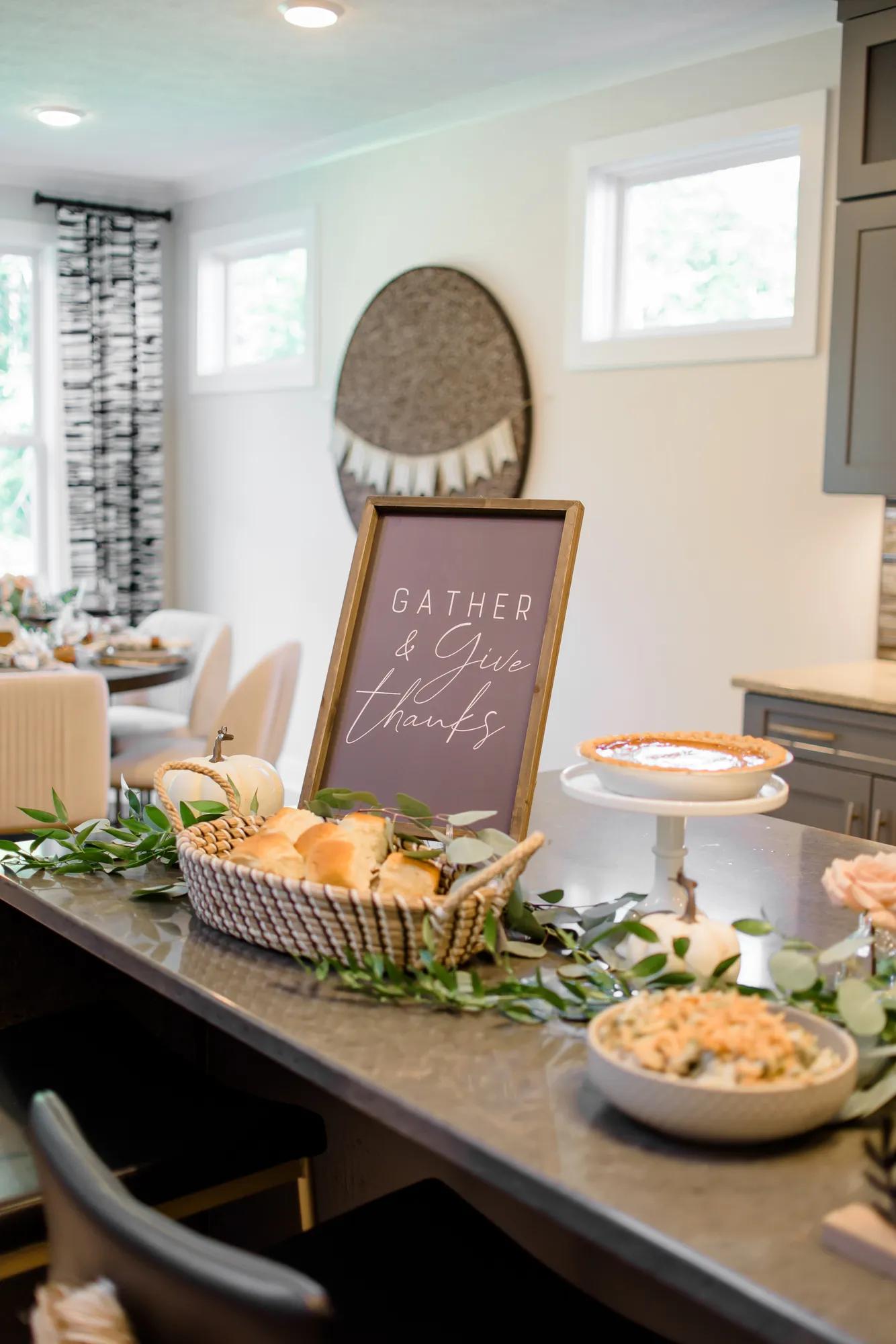 Delicious Thanksgiving food at a fall event in a custom home
