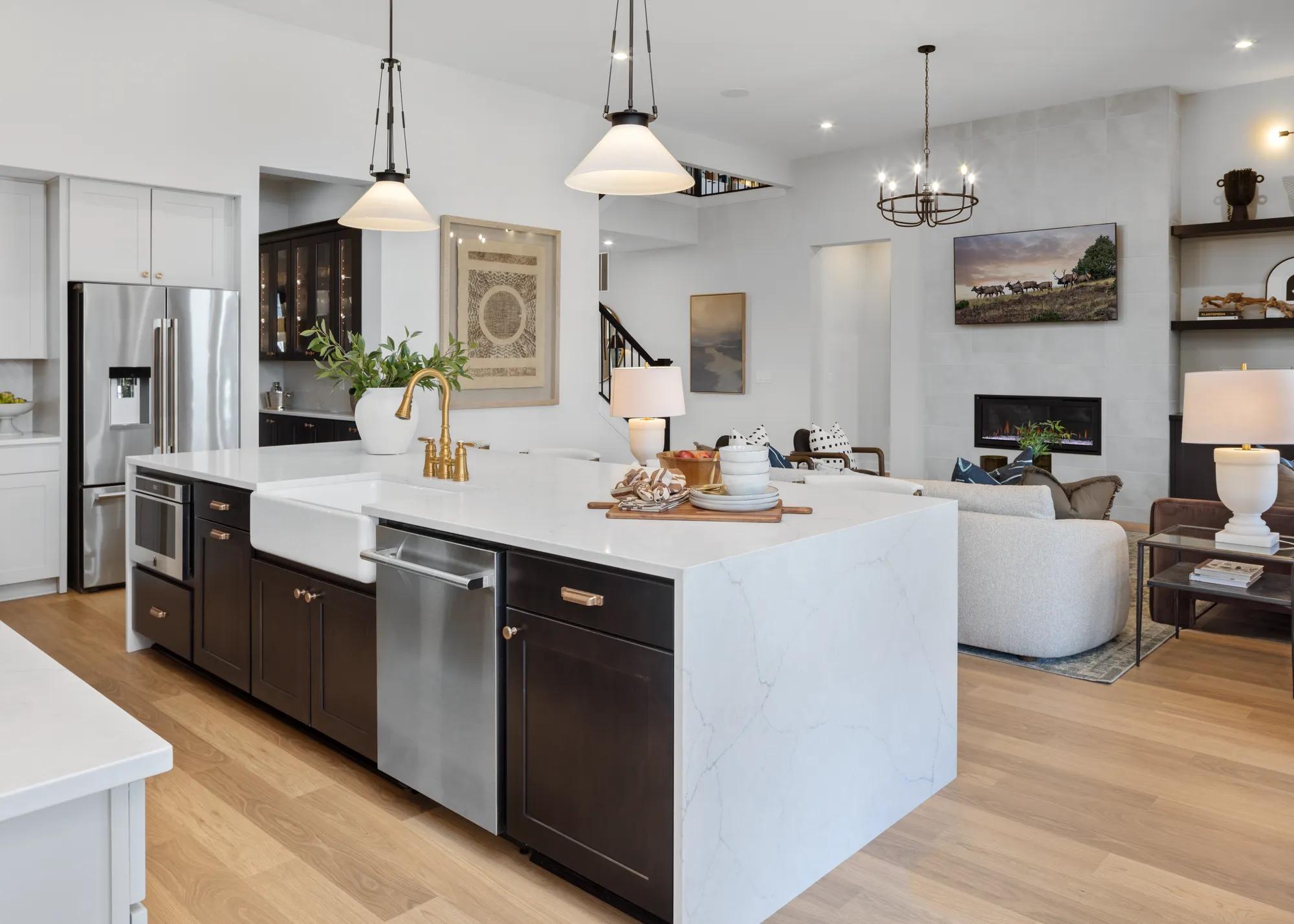 Drees home open layout kitchen and family room