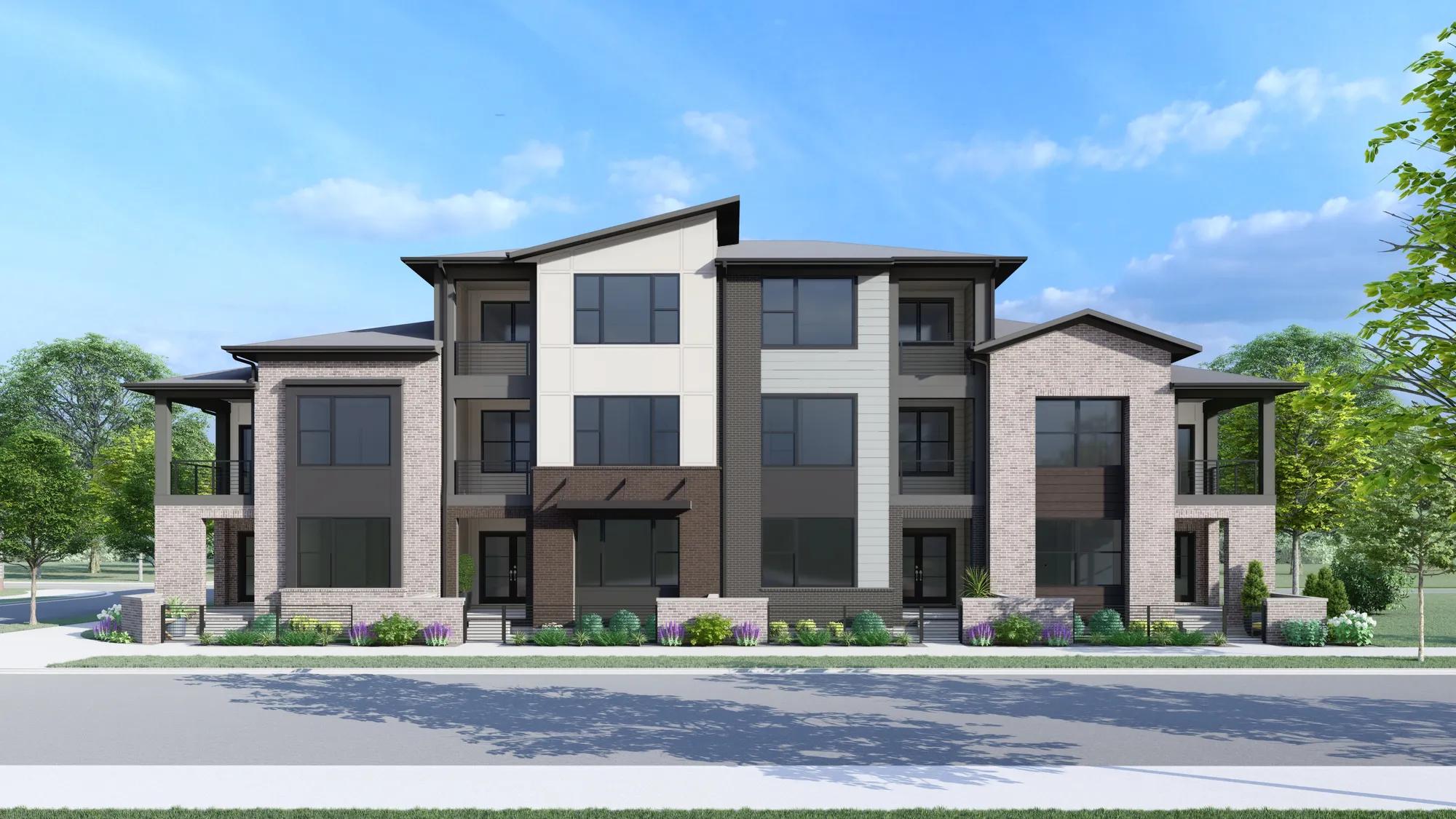 Three-story new townhomes by Drees Homes
