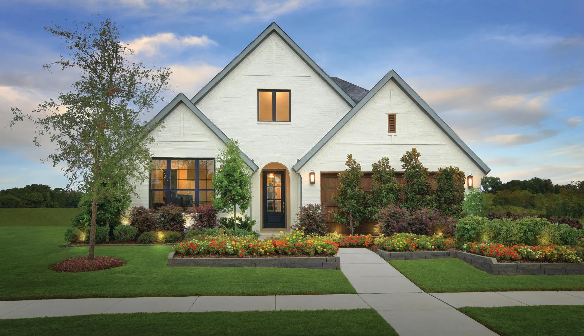custom home with painted brick