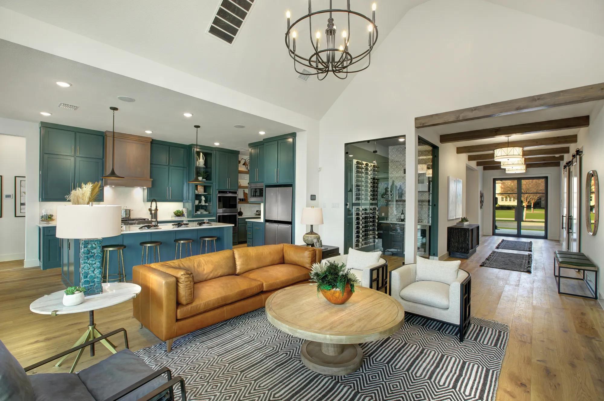 family room open to kitchen