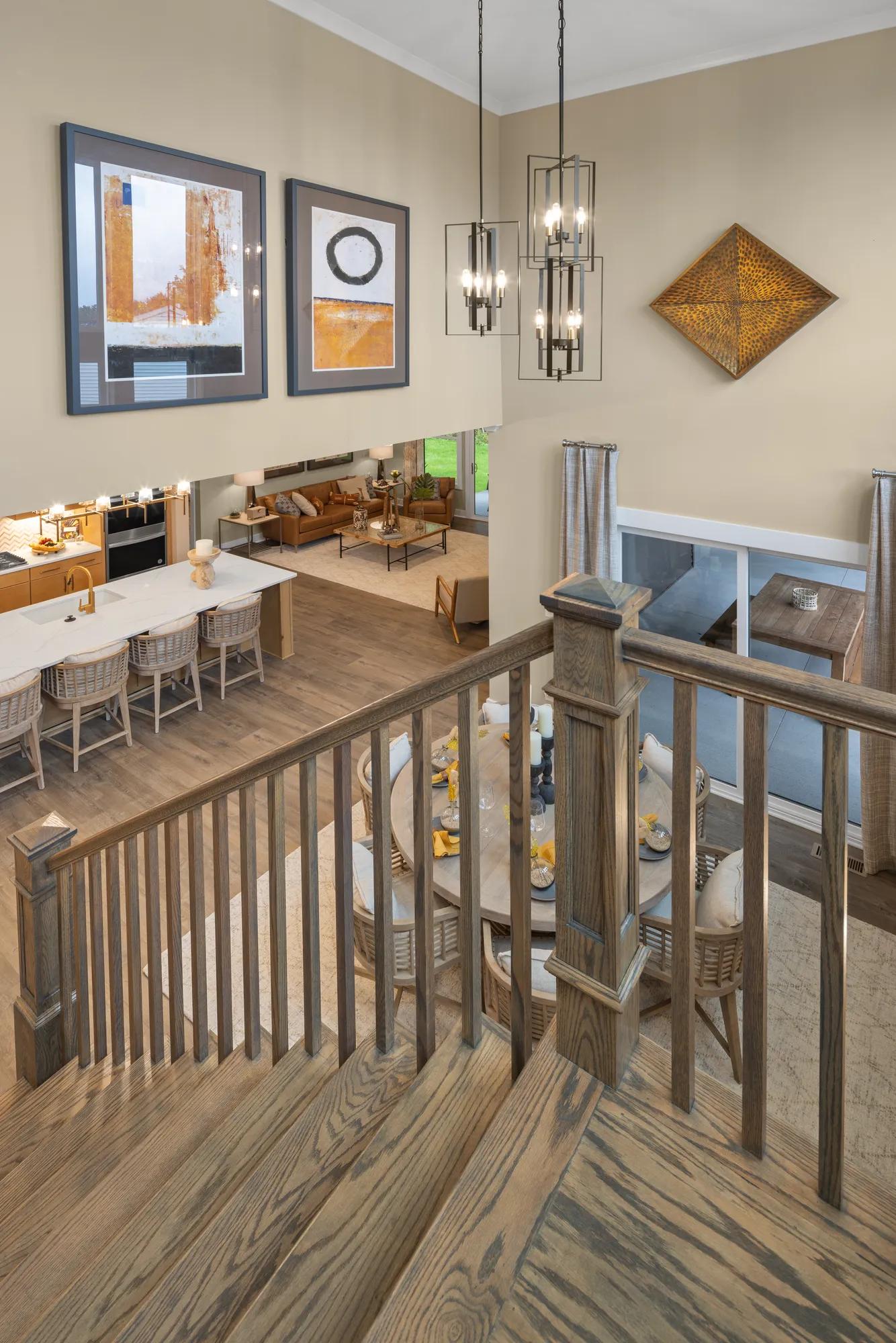 two-story dining area and stairs