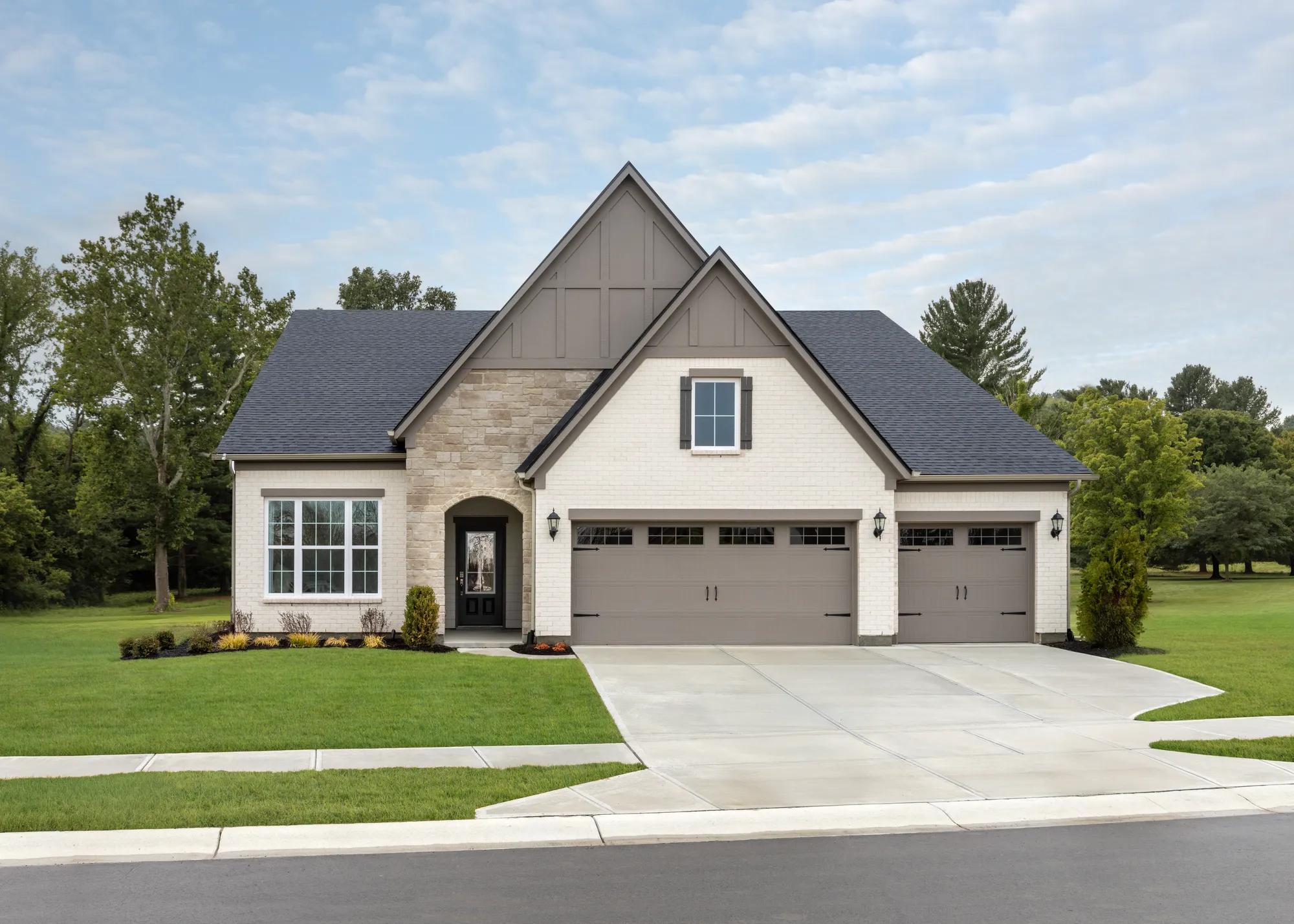 new Drees home with three car garage