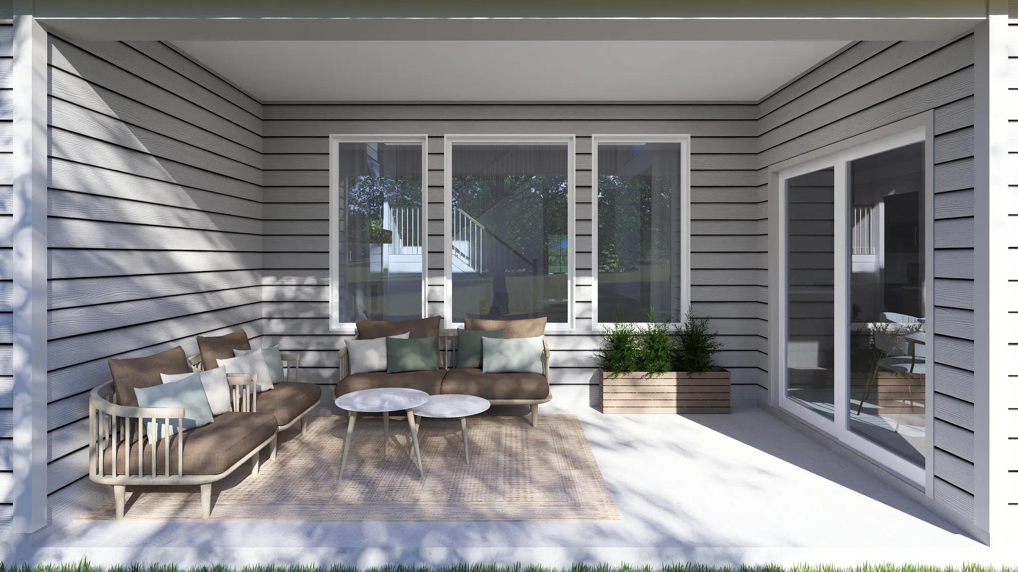 covered patio with sliding door