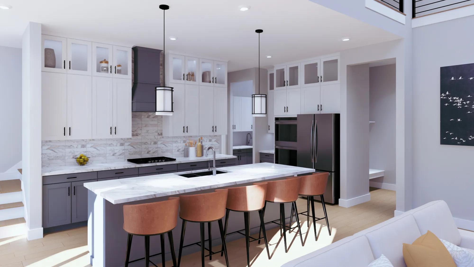 Custom home kitchen with tile backsplash