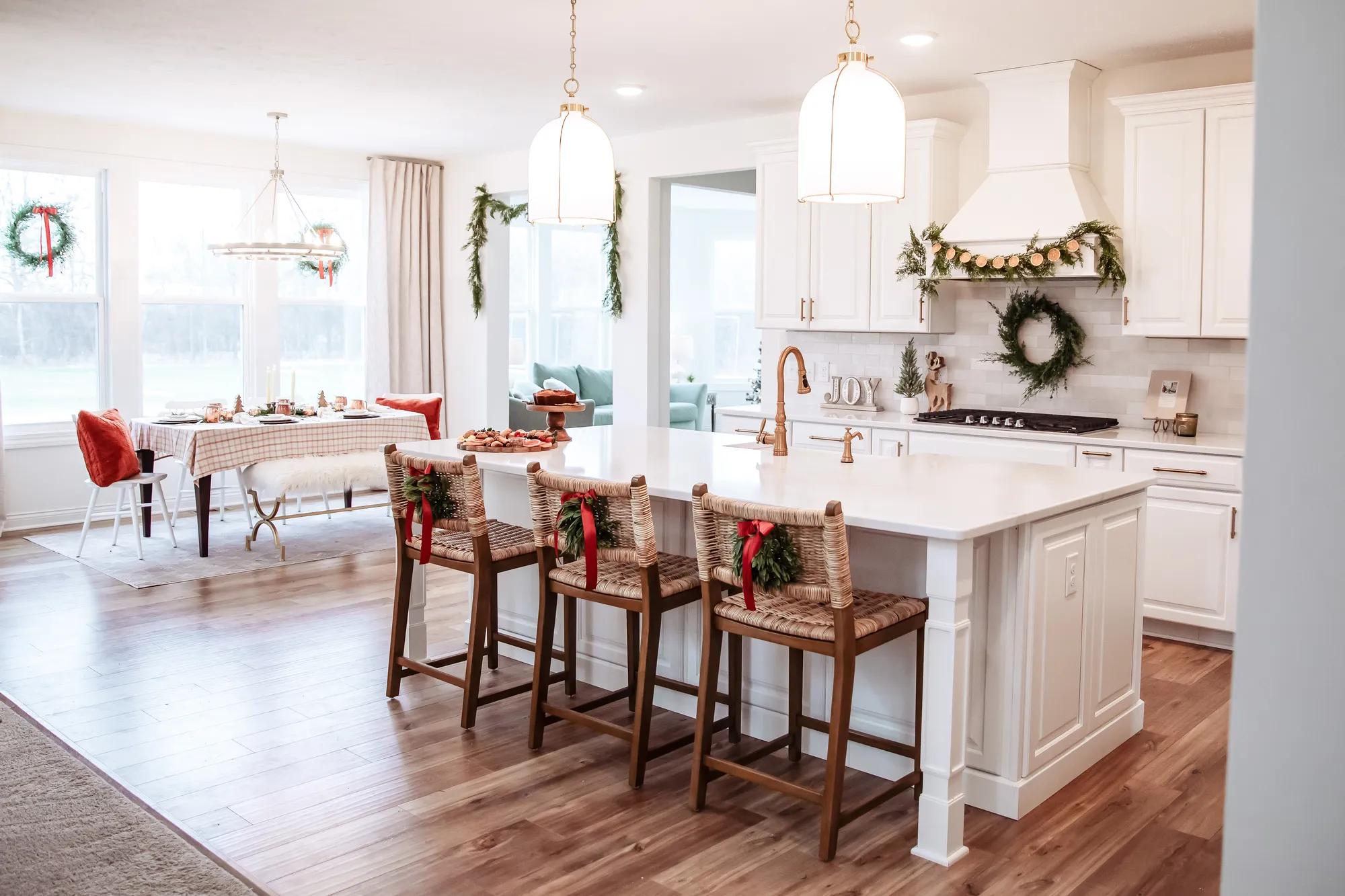 A festive holiday display inside a custom home