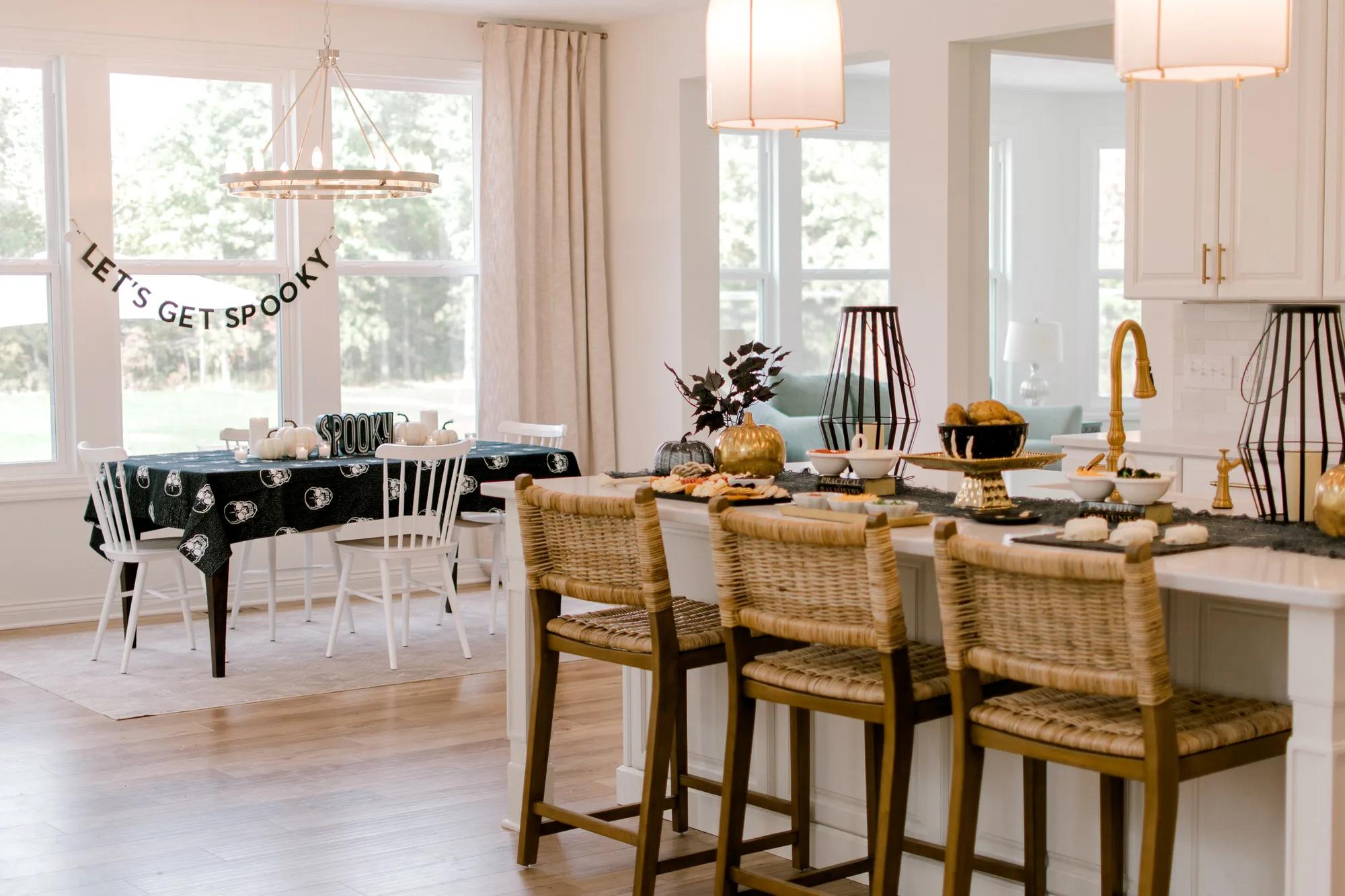 A gorgeous interior display of Halloween decorations