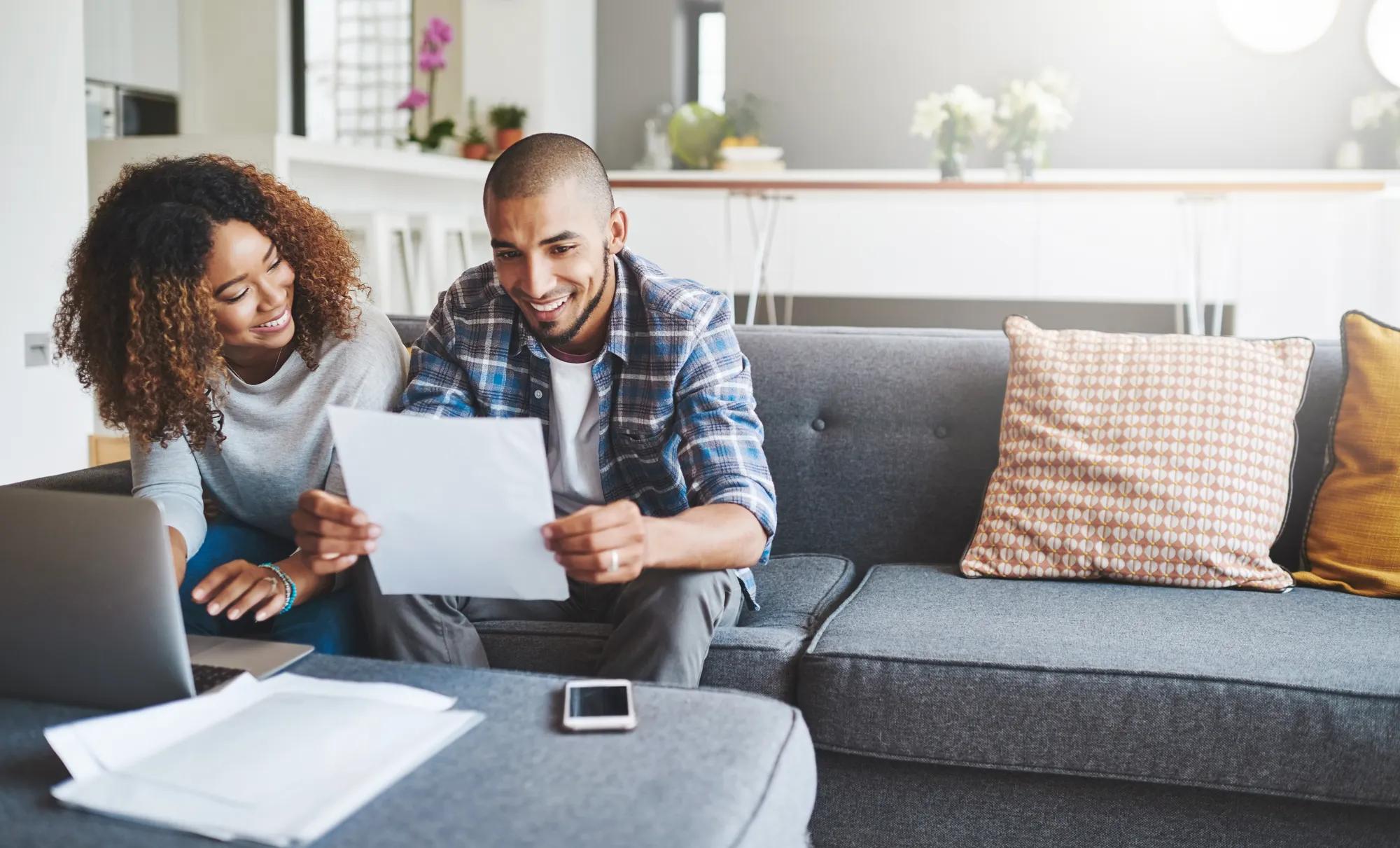Couple going through paperwork
