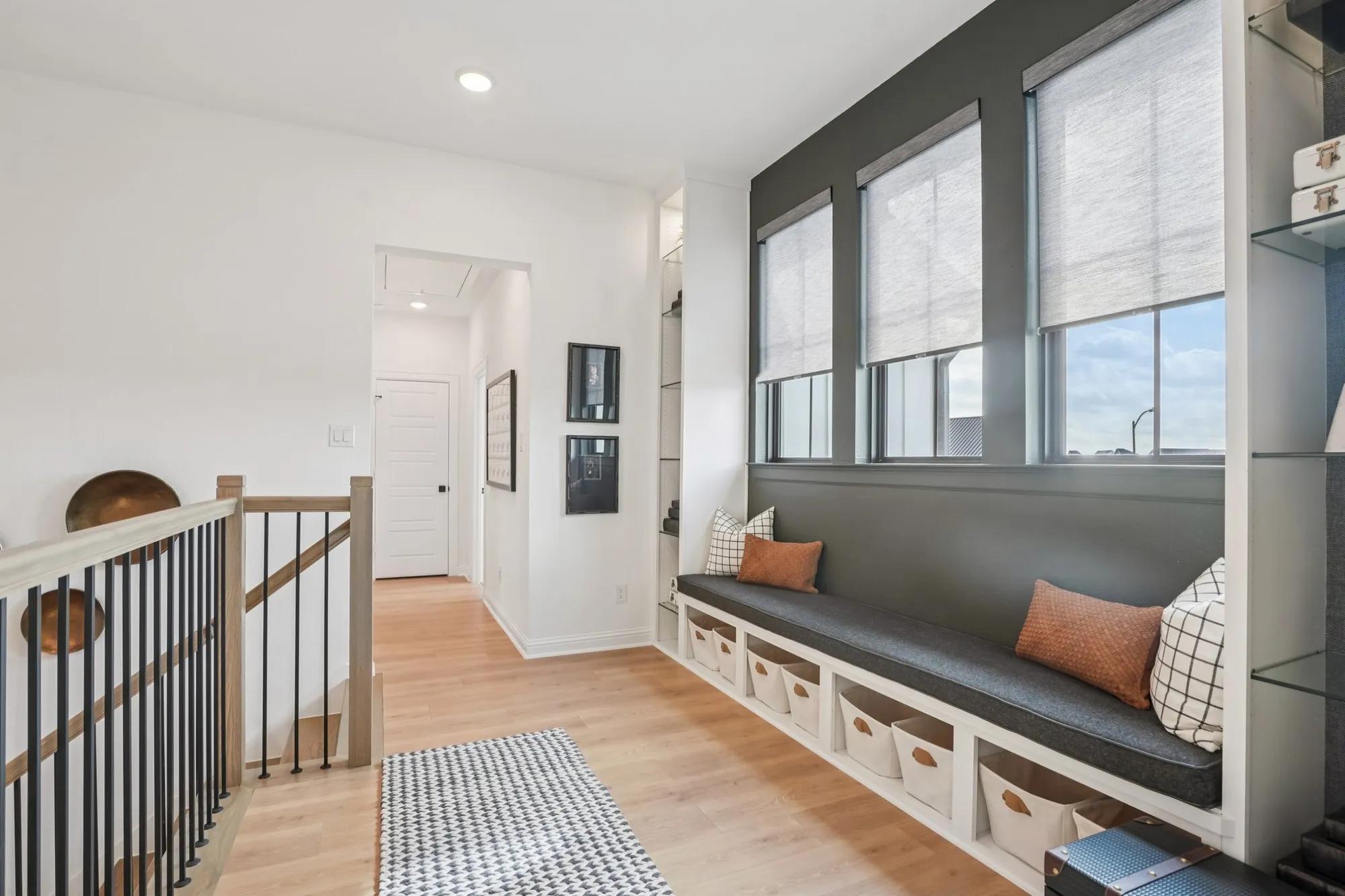 second floor landing with window seat