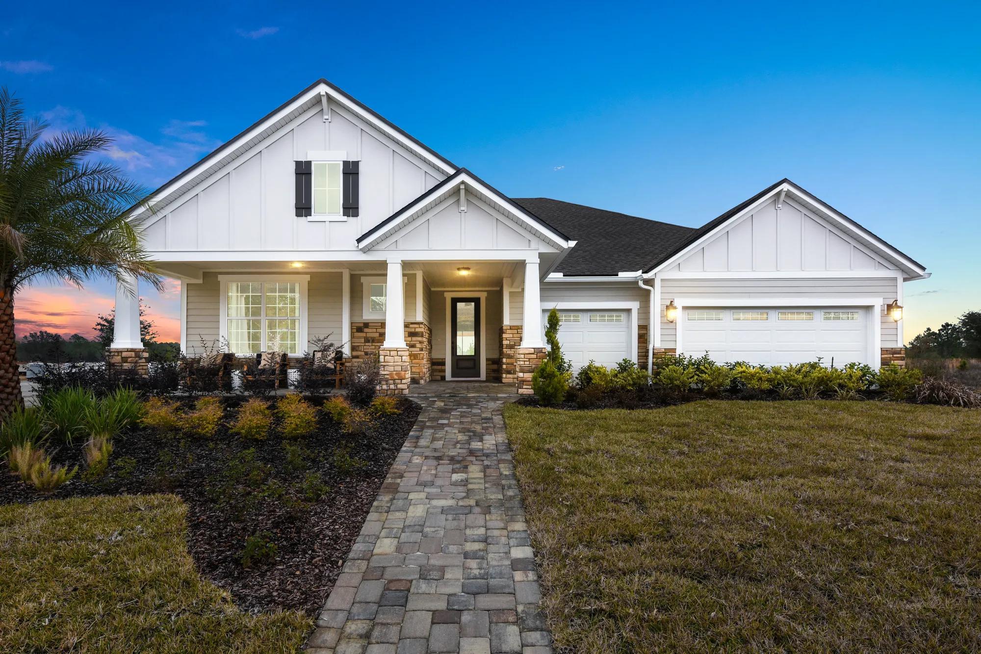 new home with front-entry garage