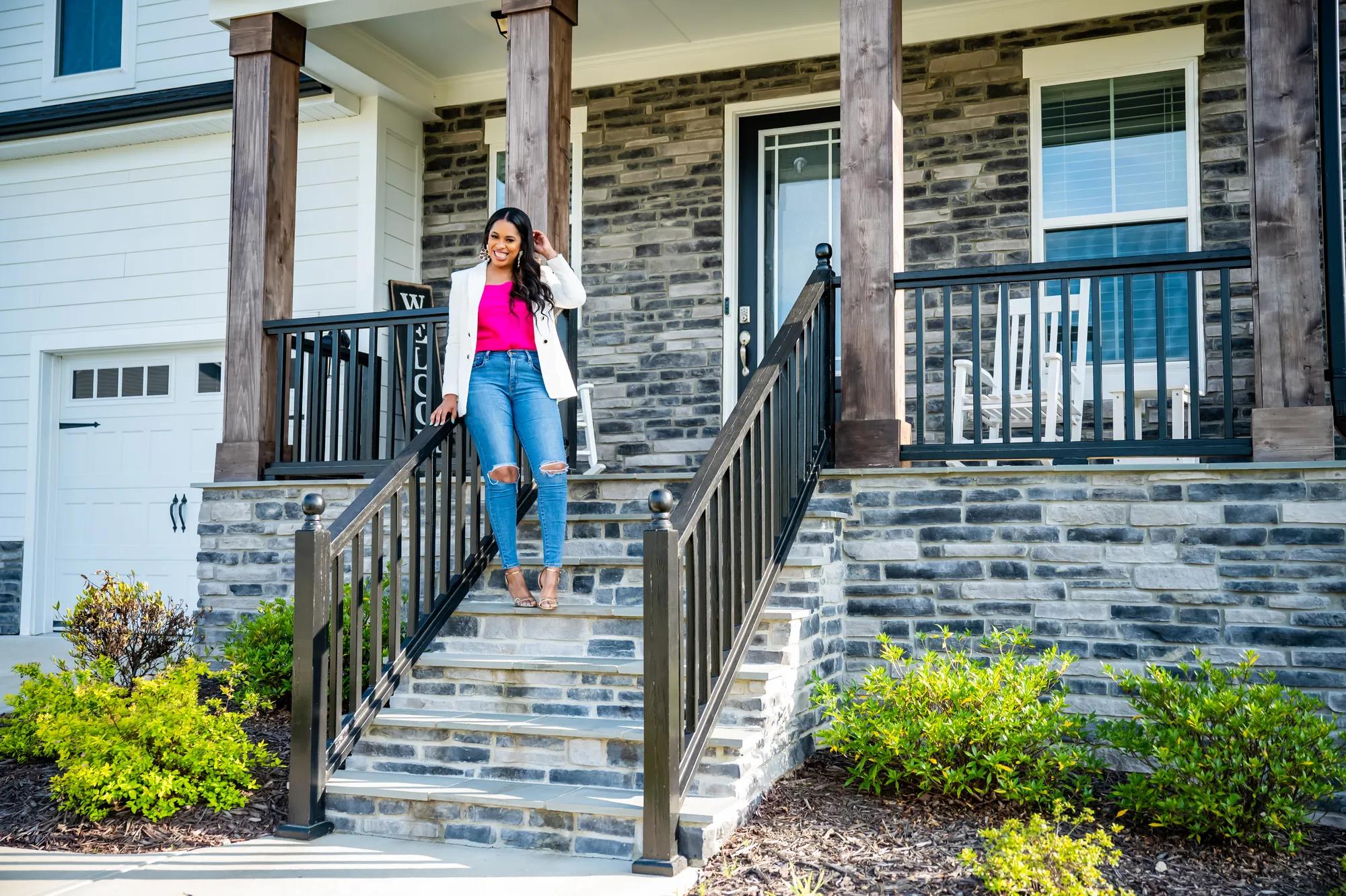Homeowner outside of the exterior