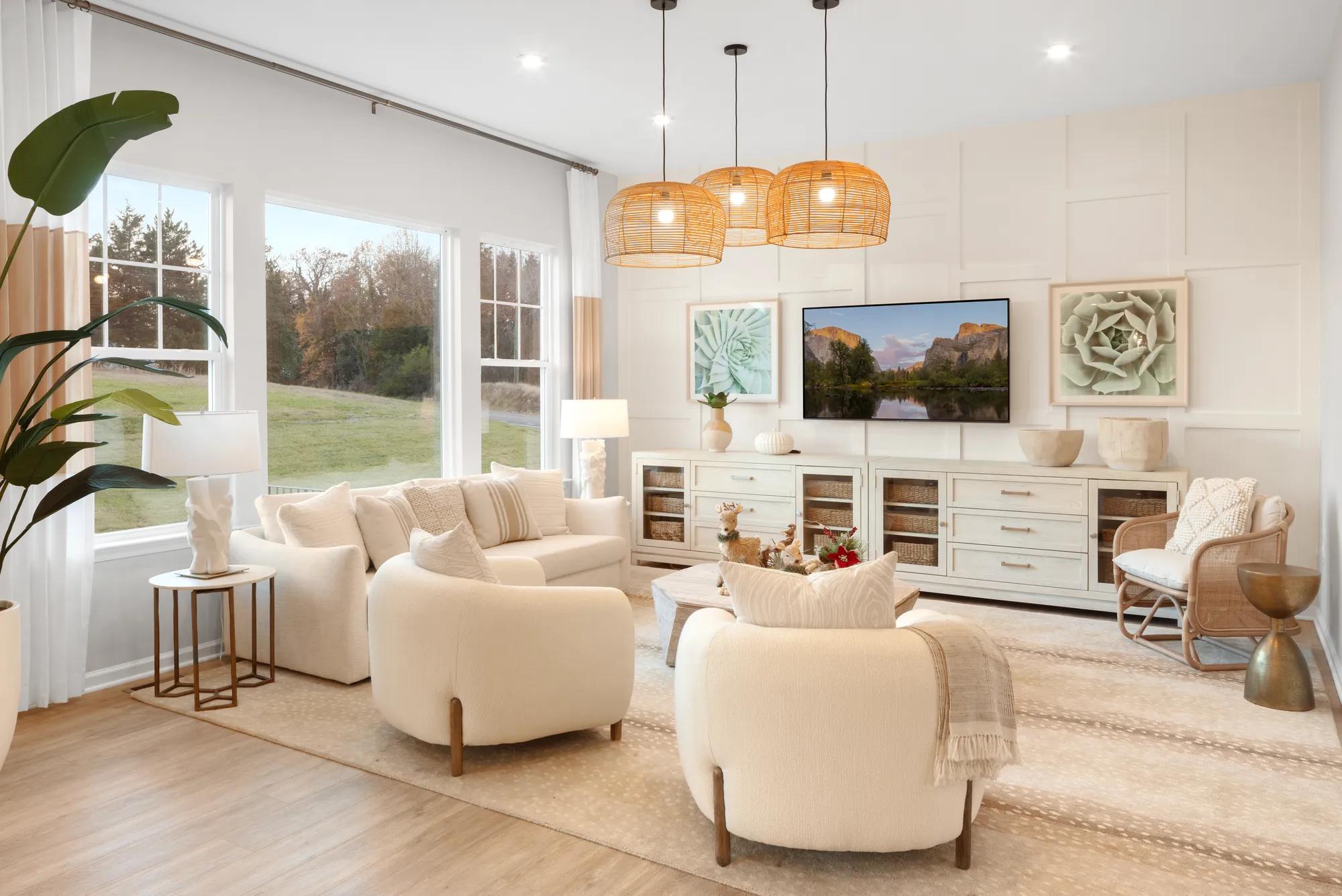 family room with sofa and two arm chairs