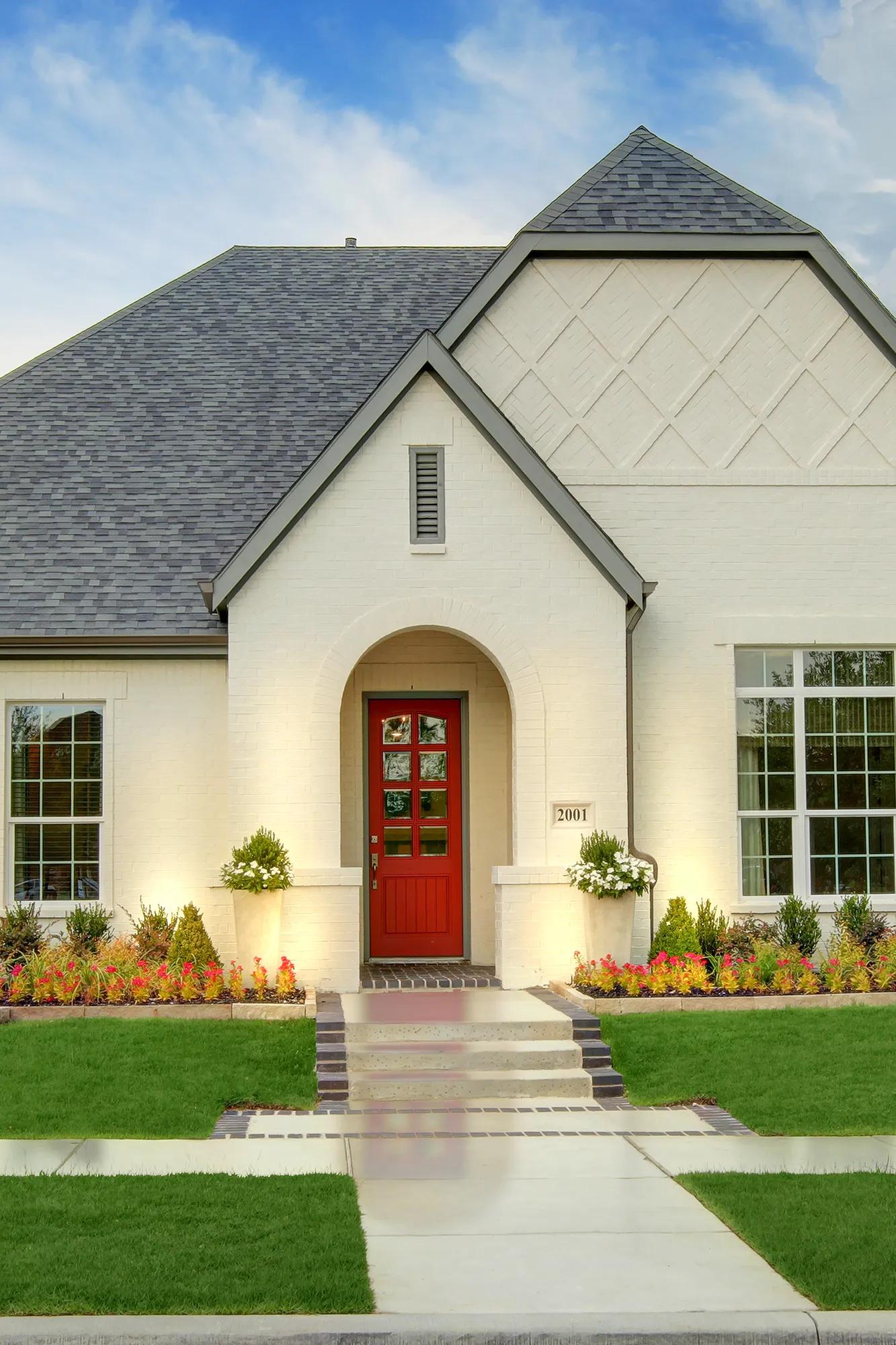 Exterior brick and painted front door