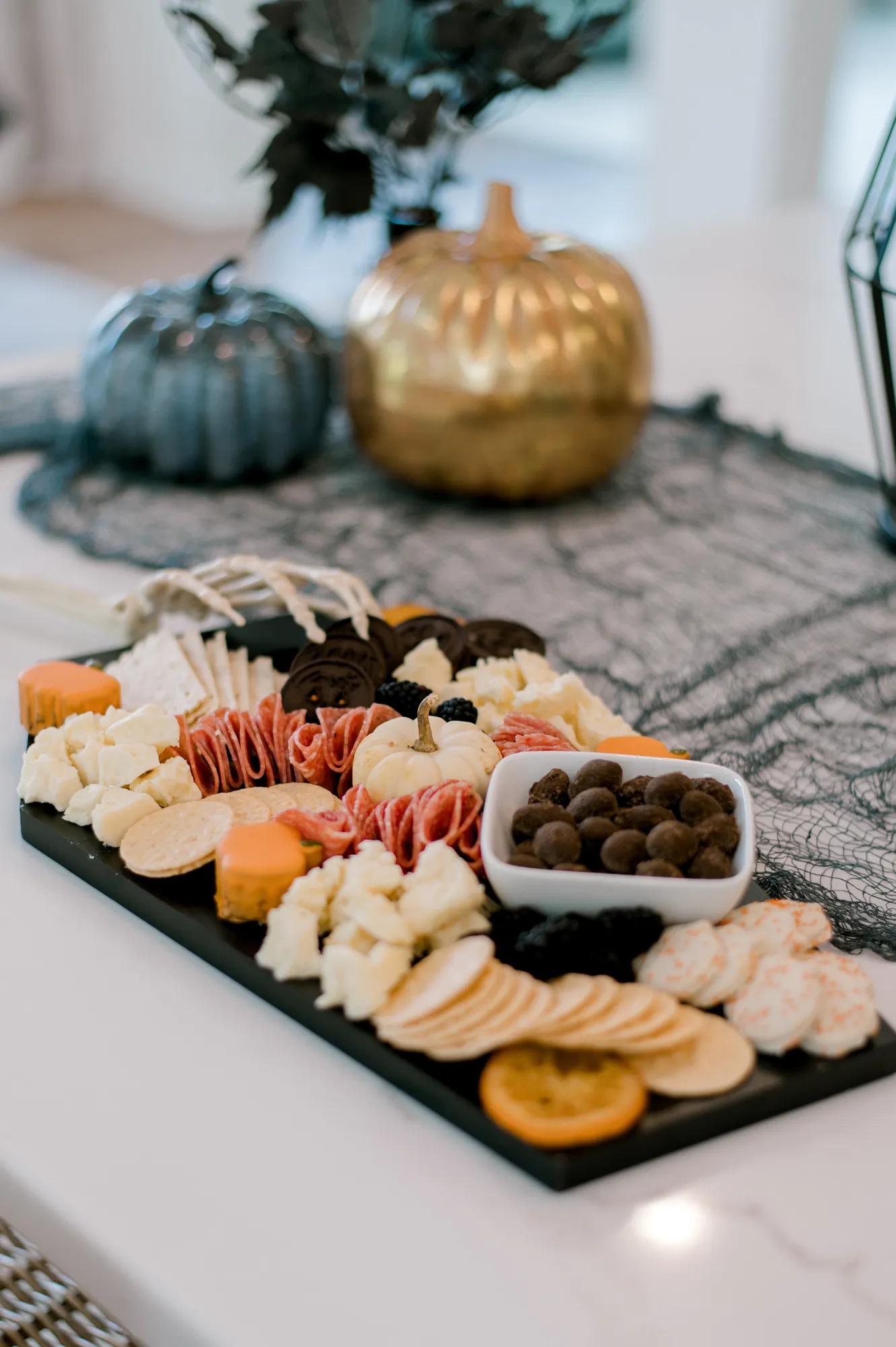 Gorgeous Halloween charcuterie display in a custom home