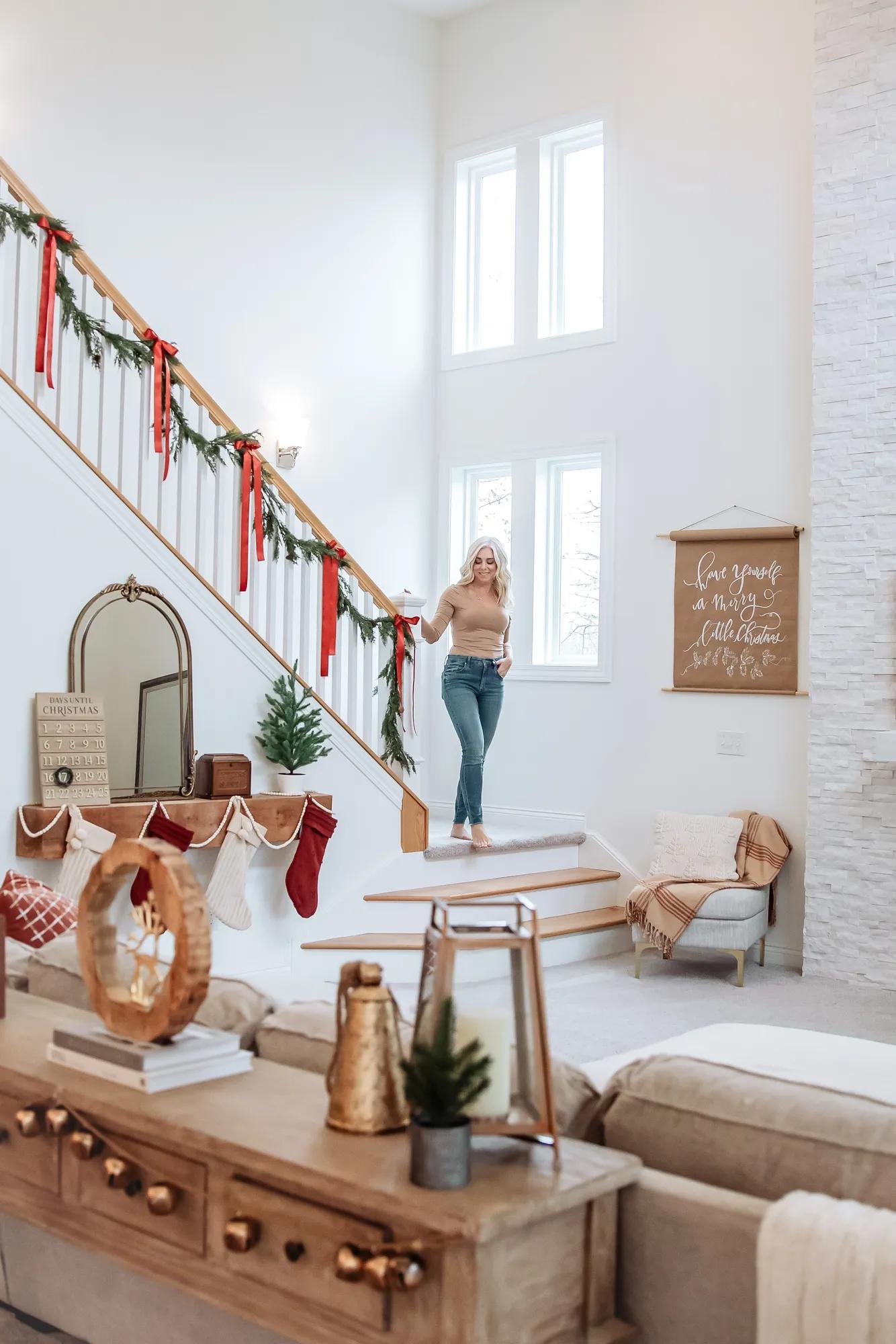 A festive holiday display inside a custom home