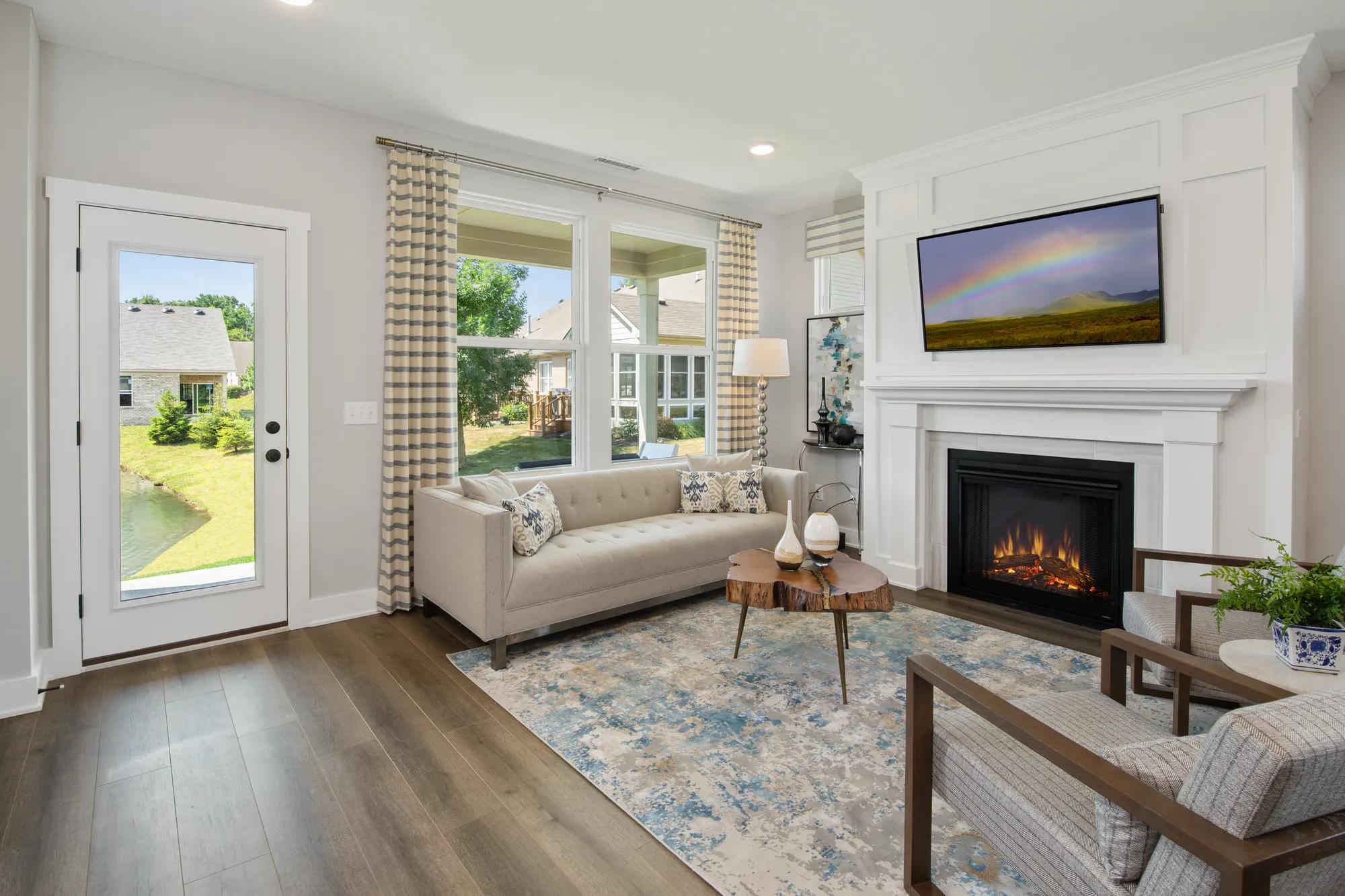 Family room with fireplace