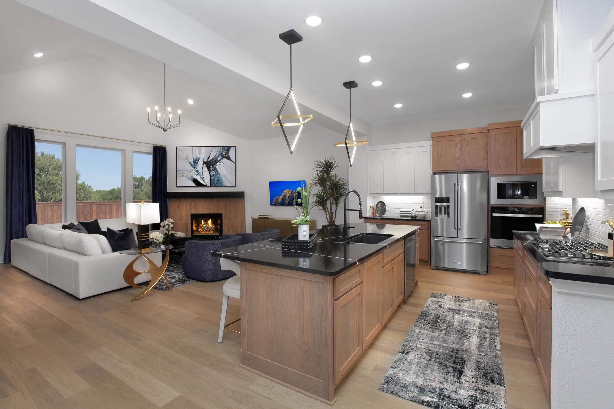 Drees home with open concept kitchen and family room