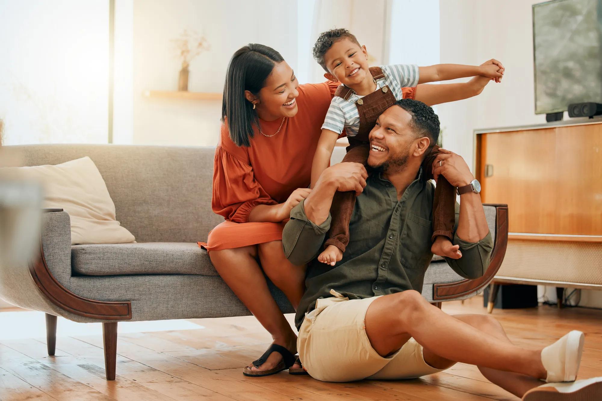 Family enjoying their new home