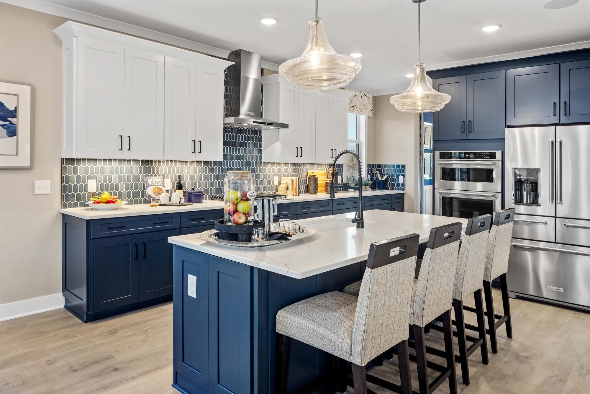 kitchen with large island and stainless steel appliances
