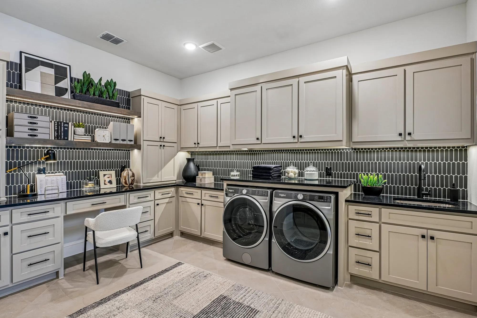Custom home family ready room with built-in desk pocket office