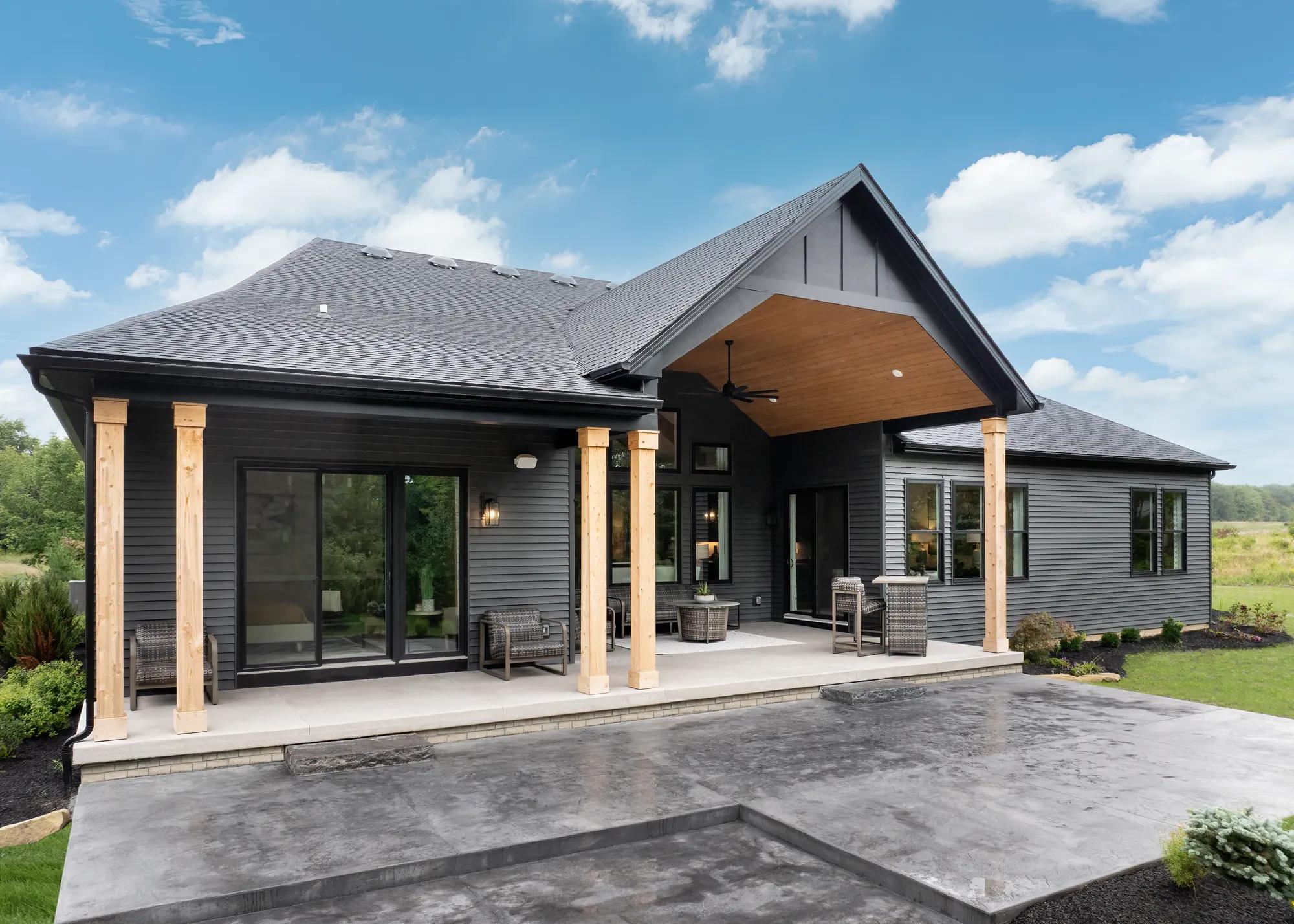 New construction home backyard outdoor living area