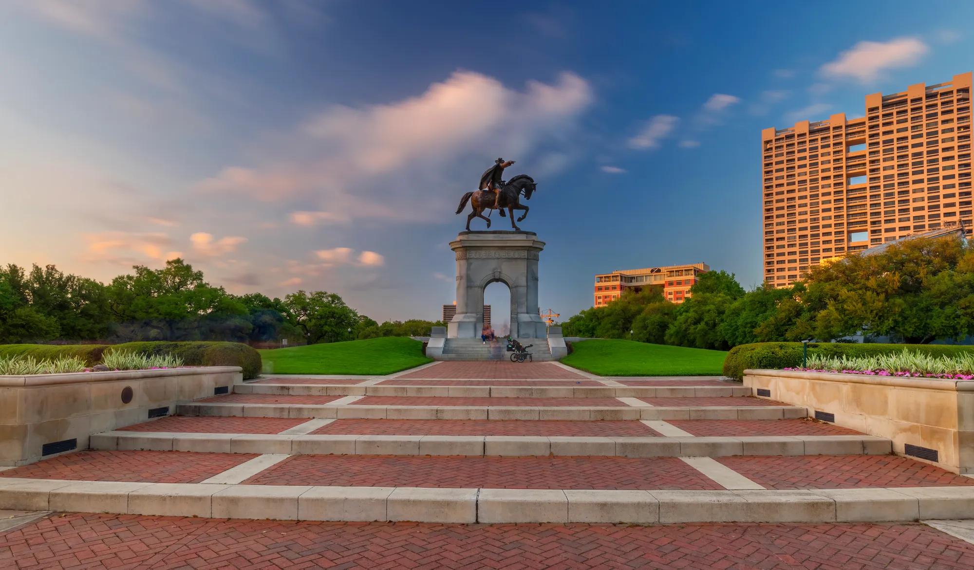 Sam Houston monument at Hermann park, Houston, Texas, USA