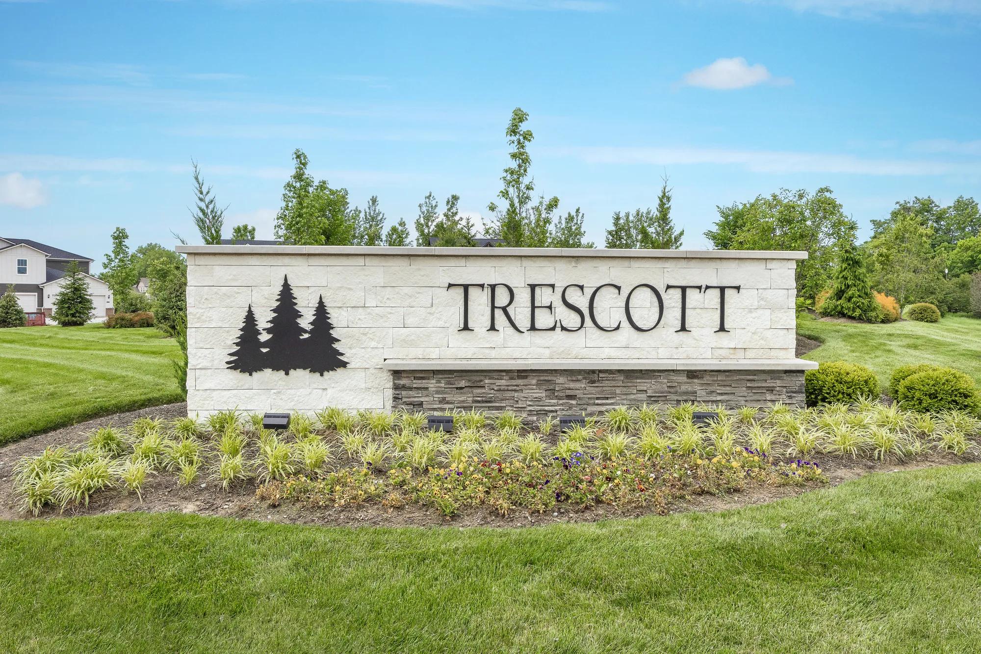 Entry monument at Trescott community in Plainfield, IN
