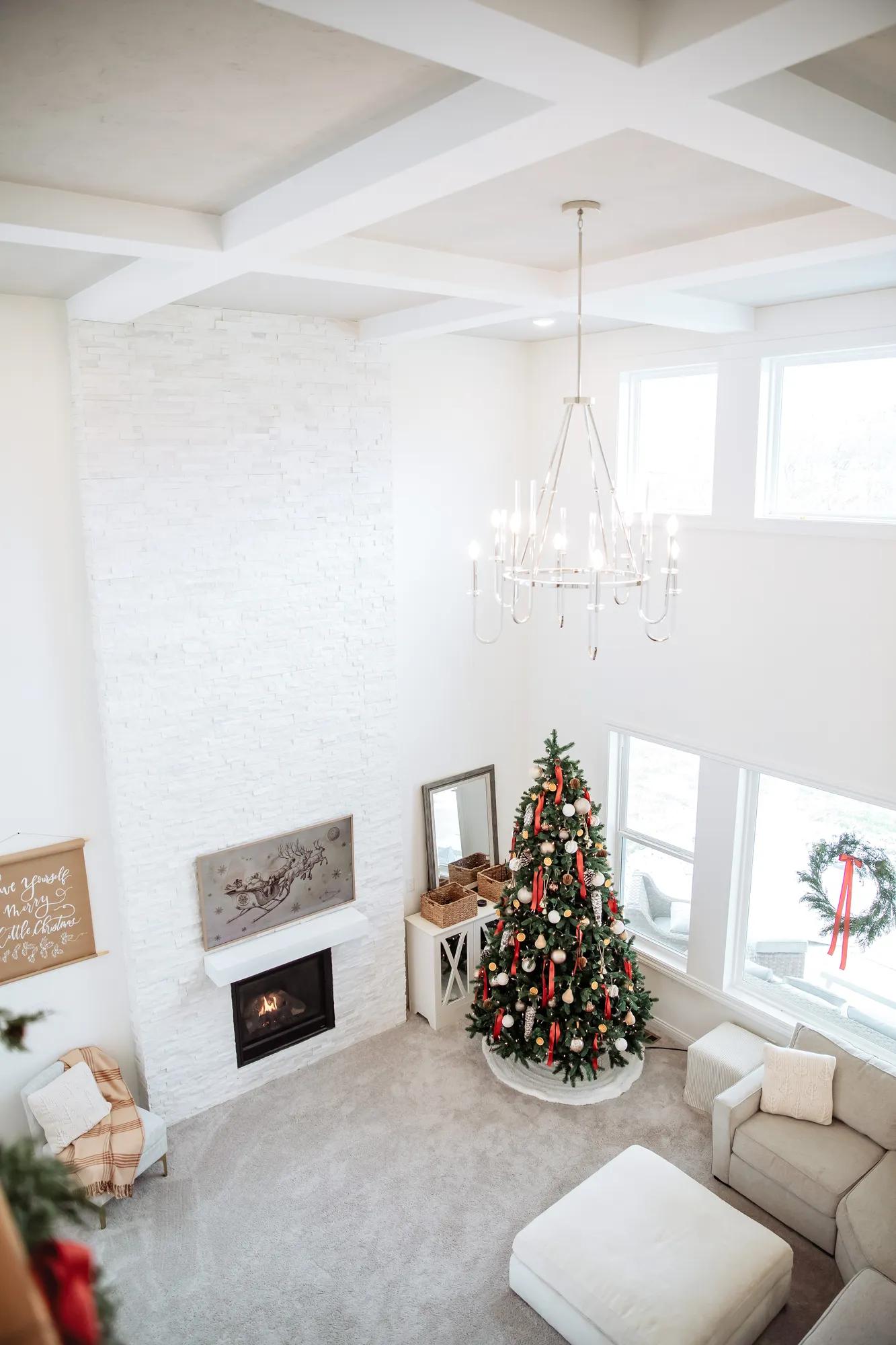 A festive holiday display inside a custom home