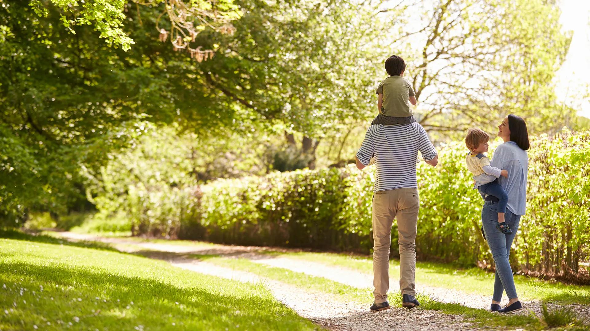 Family on outdoor walk