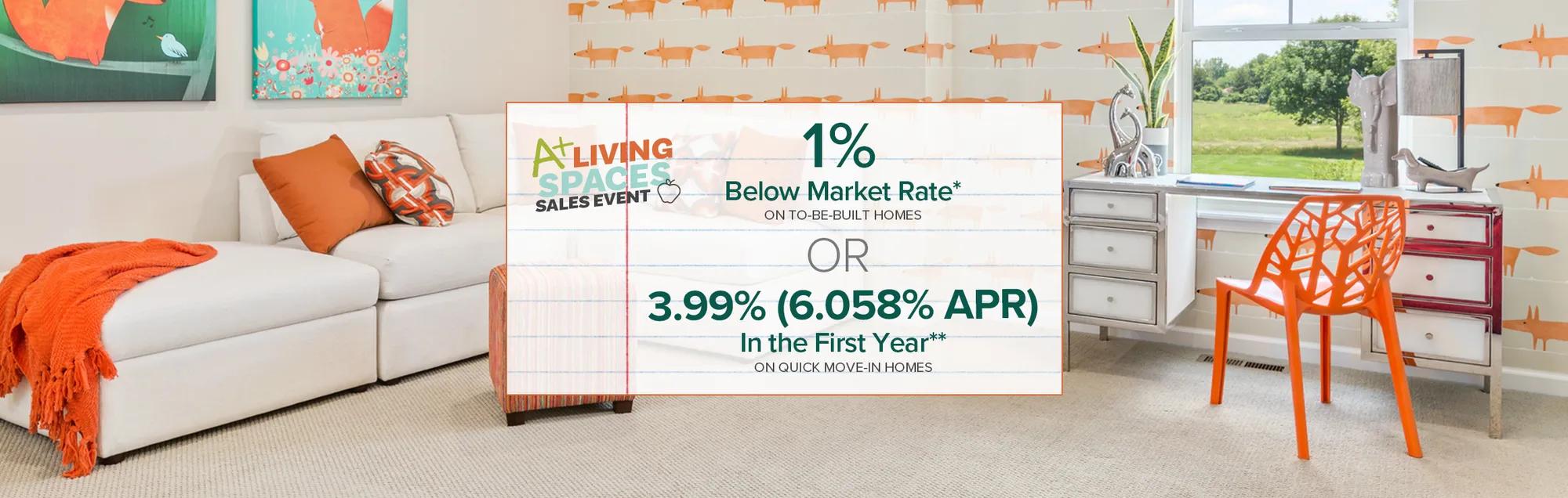 A+ Living Spaces header 1% or 3