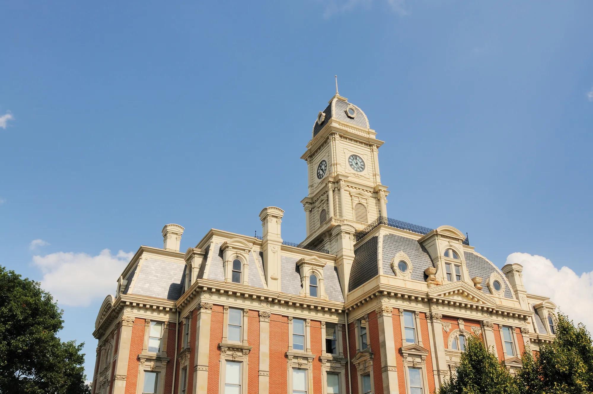 The historic Hamilton County Courthouse in Noblesville, IN