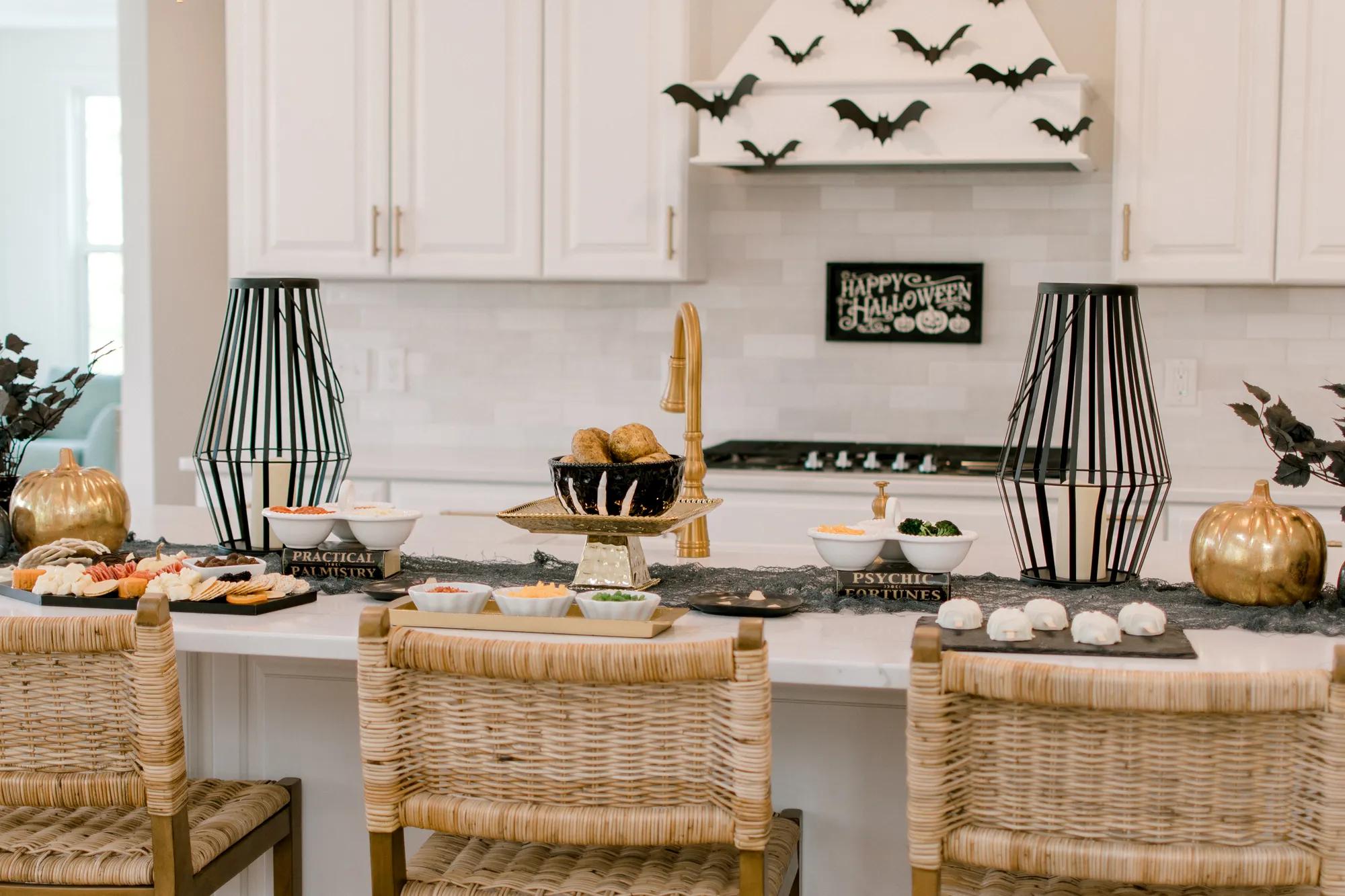 A gorgeous interior display of Halloween decorations