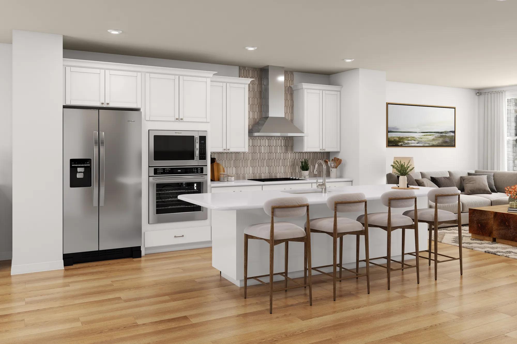 New construction townhome kitchen with island