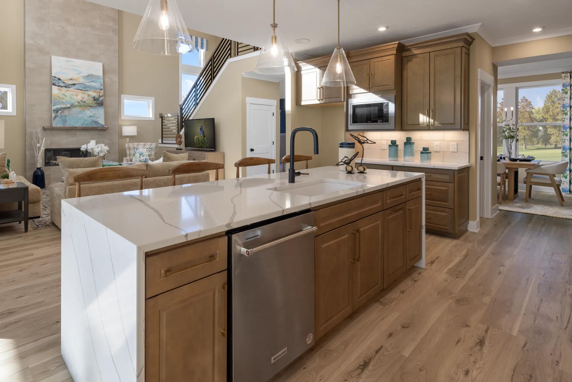 new kitchen overlooking two-story family room