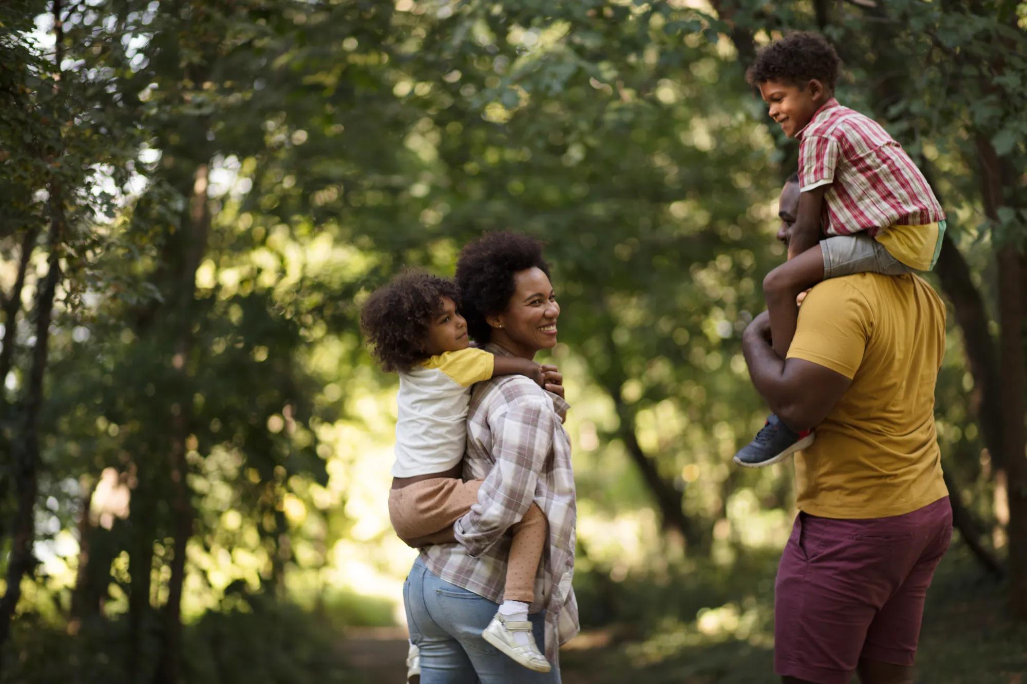 Family on nature trail