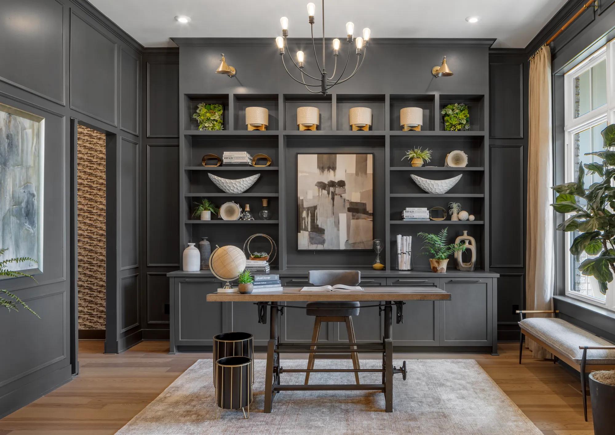Home Office with built-in shelves