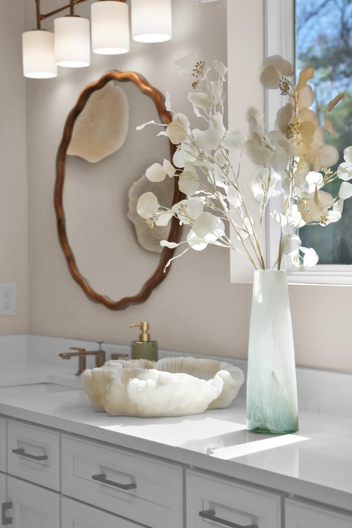 custom bathroom with double vanities