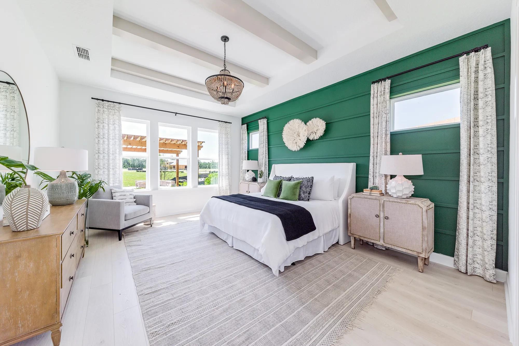 Primary Suite with green accent wall