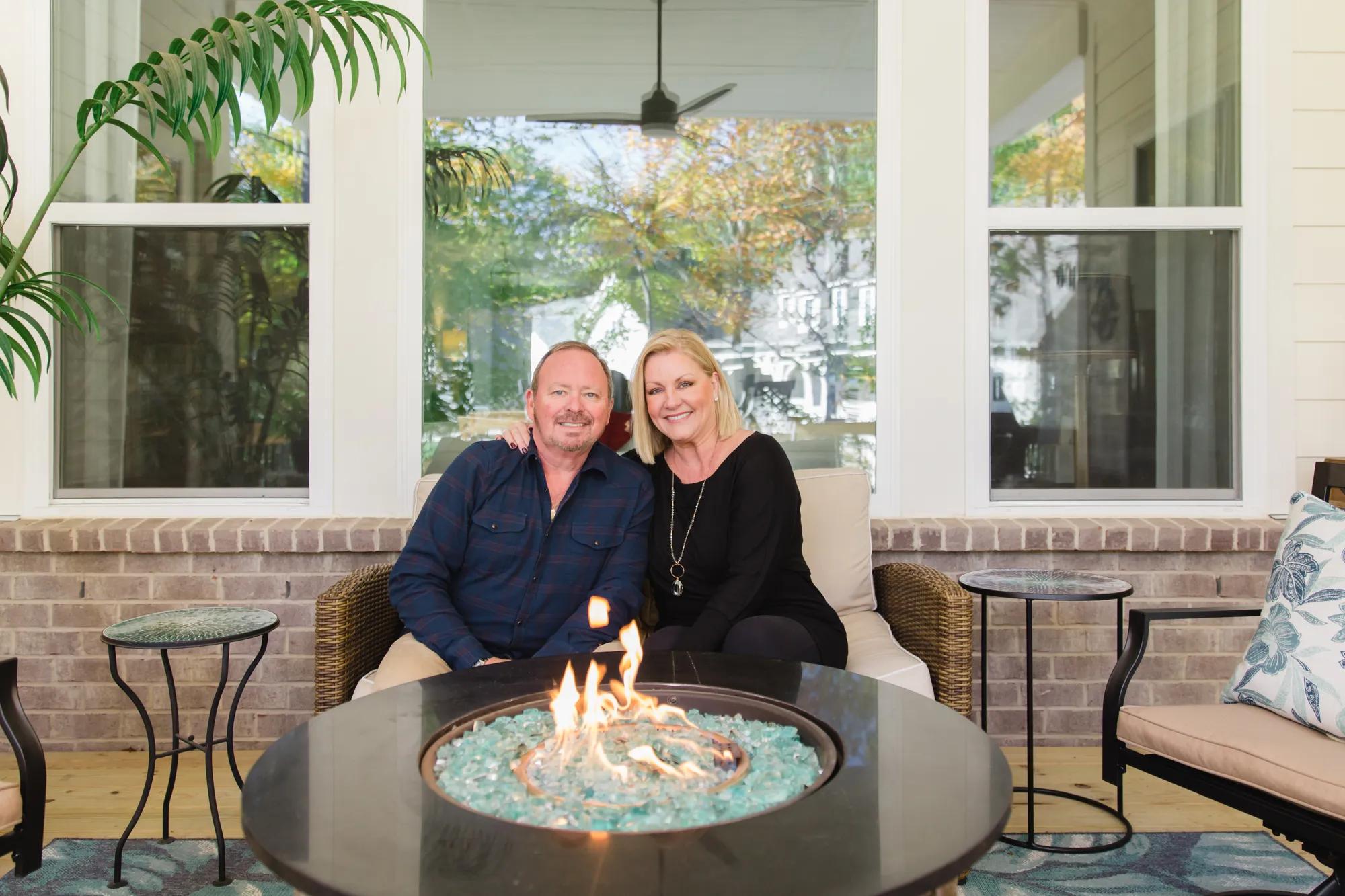 New homeowners  enjoying their beautiful Crestwood patio