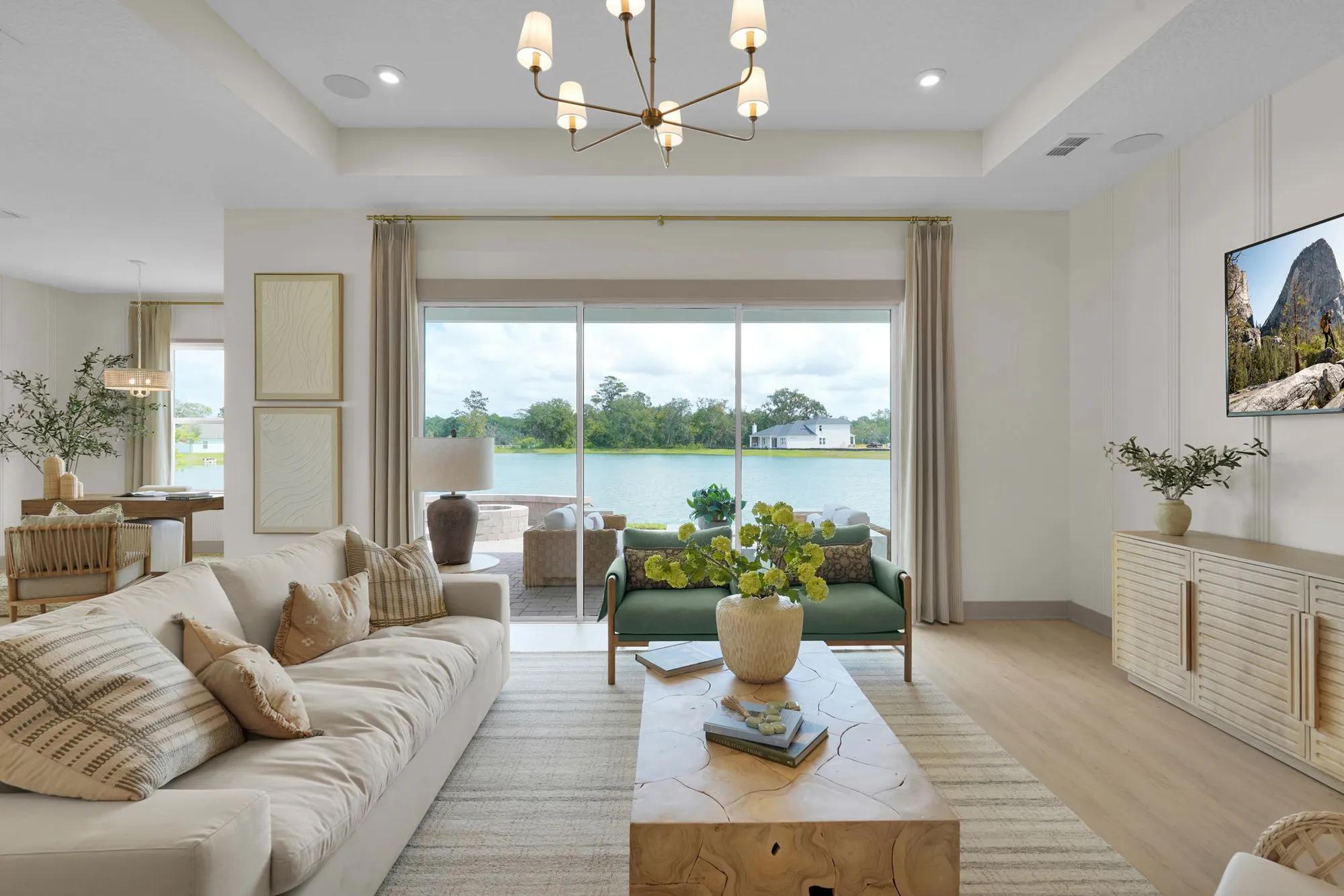 Custom home family room overlooking water in Yulee, FL