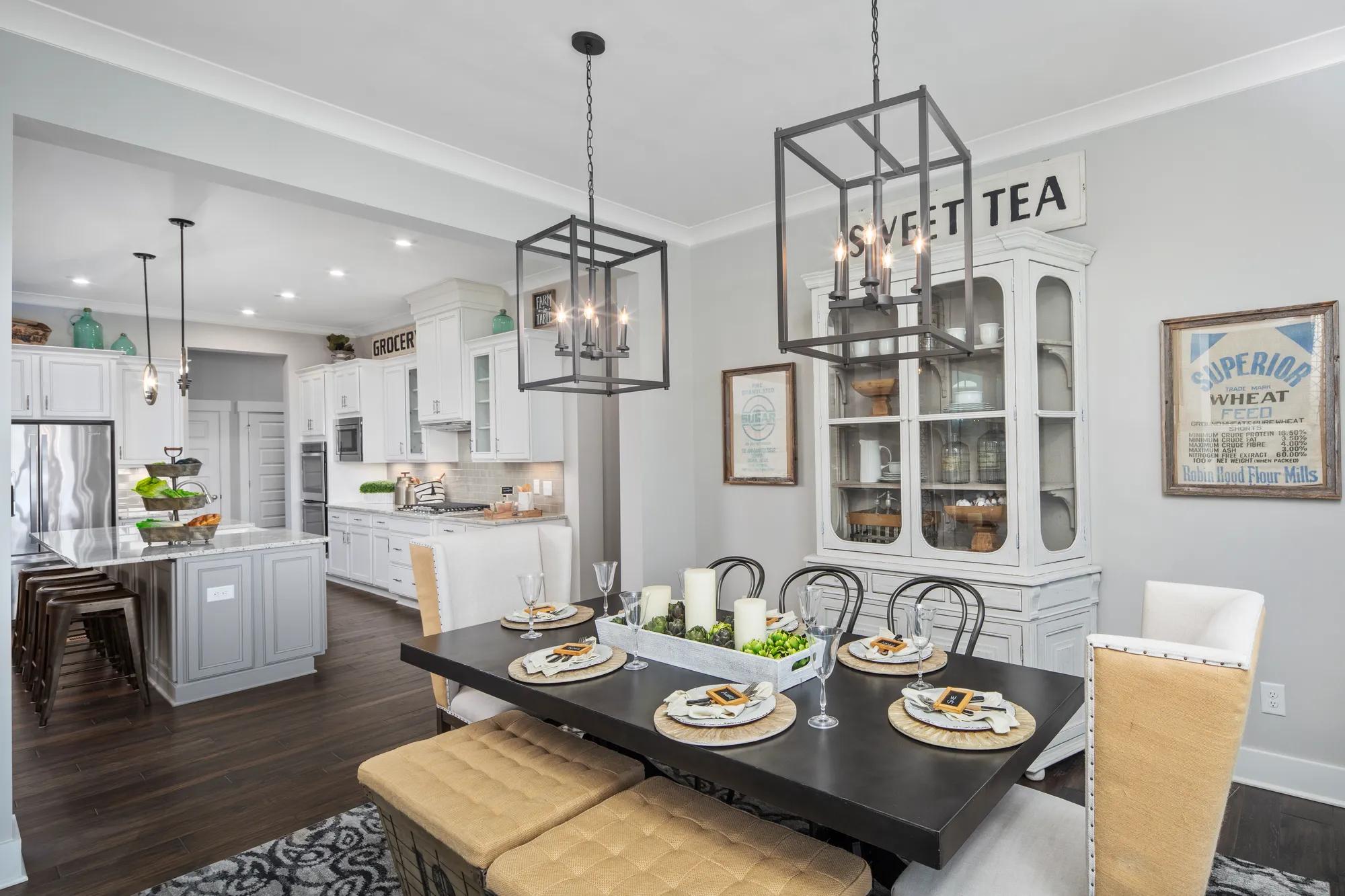 dining room with table for six